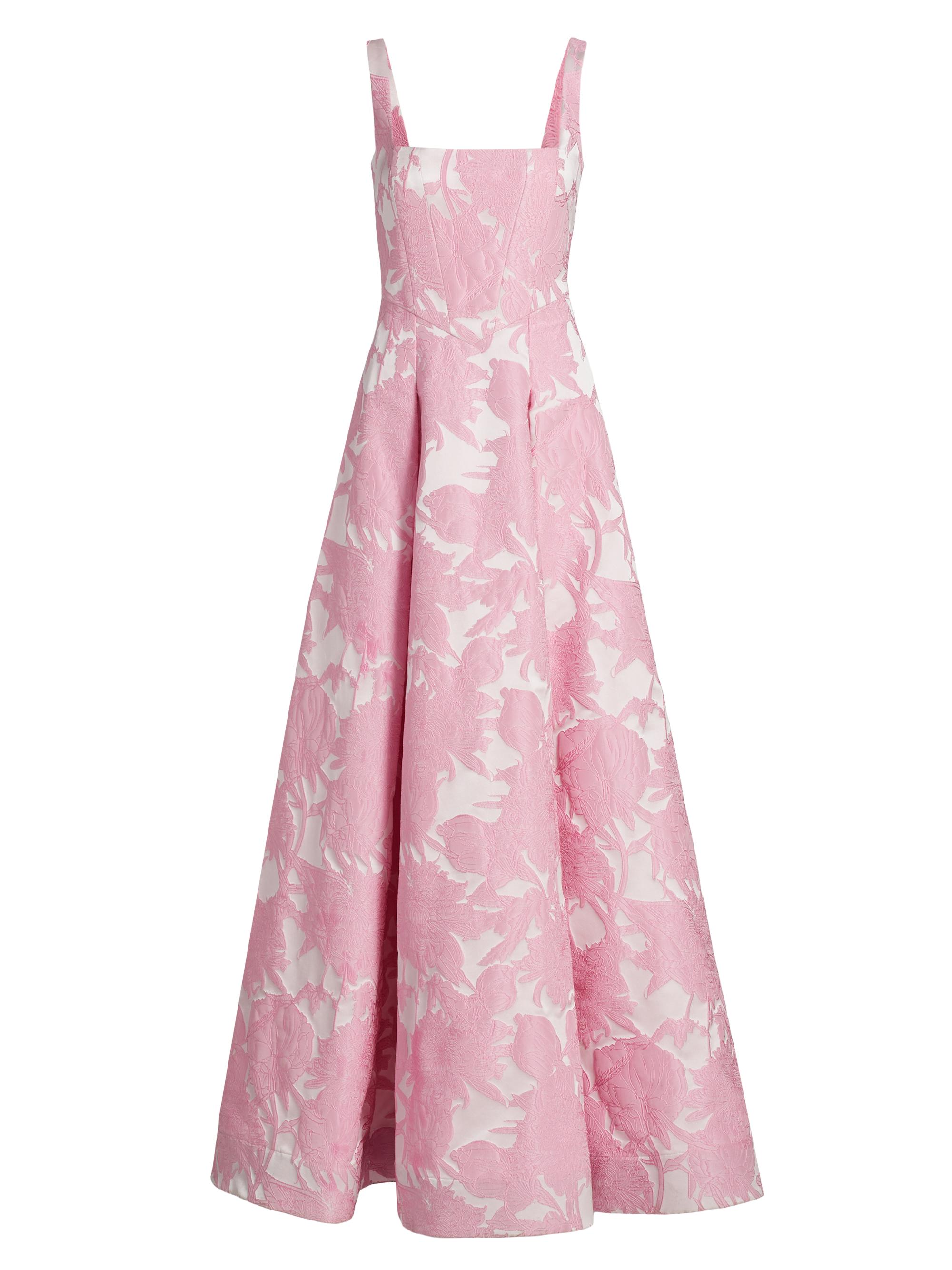Theia Women's Soleil Basque Waist Jacquard Gown - Blush