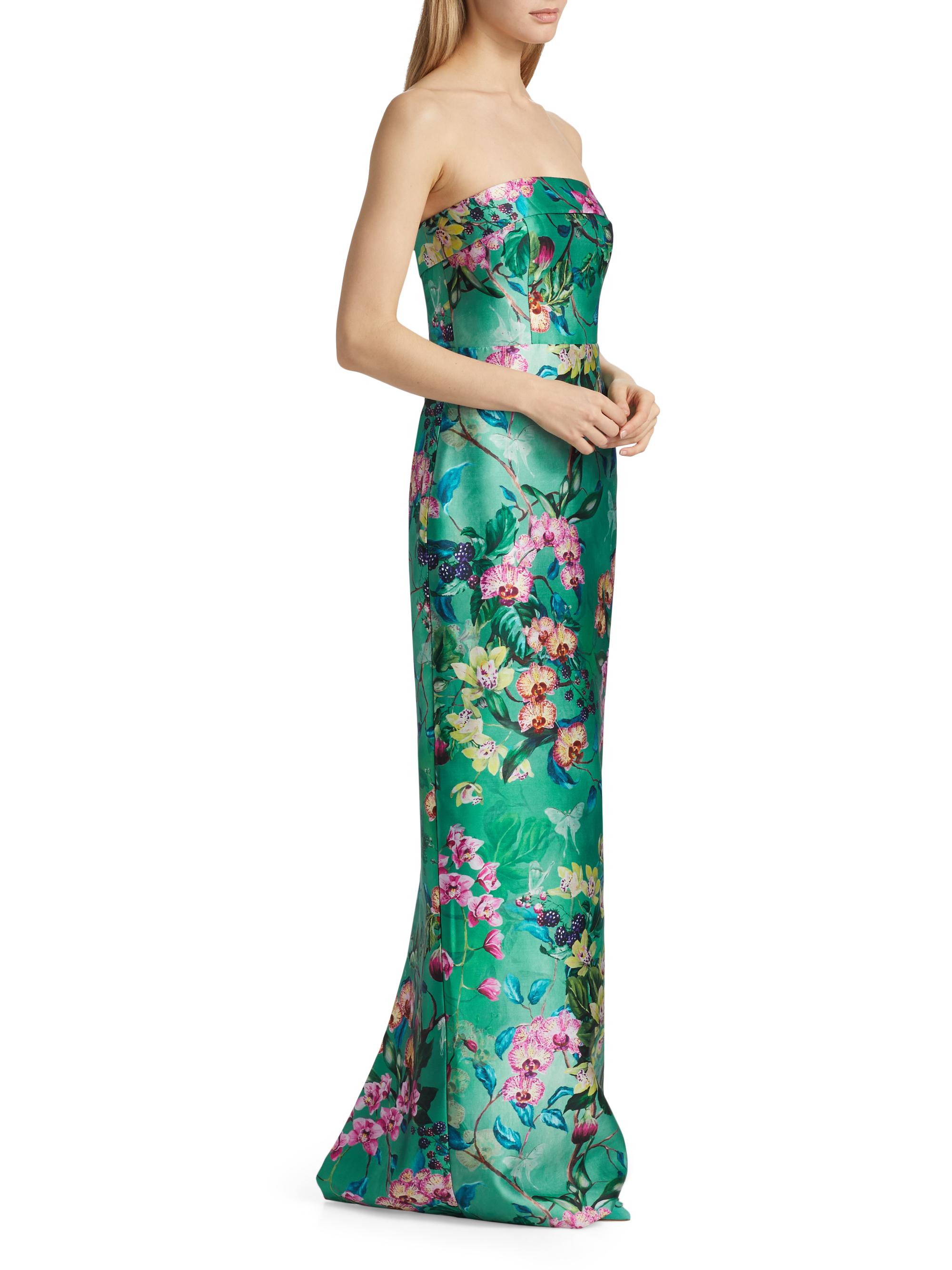 Theia Lulu Floral Mikado Column Gown | Saks Fifth Avenue
