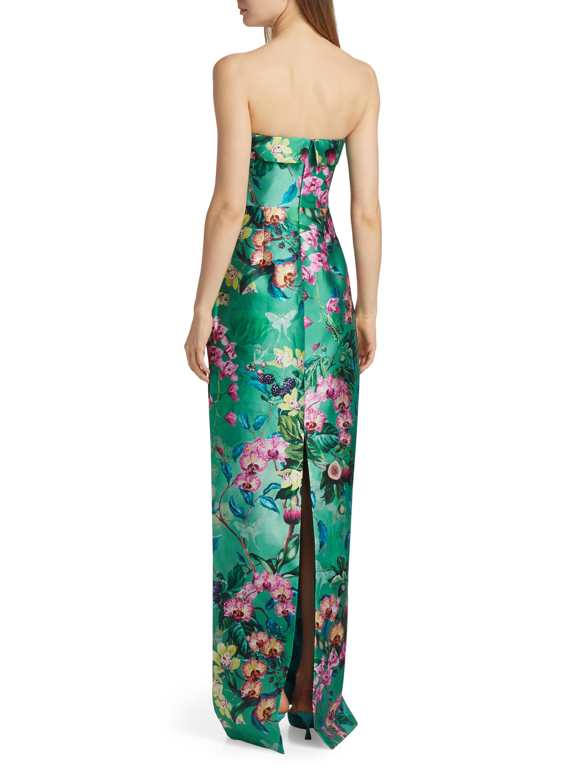 Theia Lulu Floral Mikado Column Gown | Saks Fifth Avenue