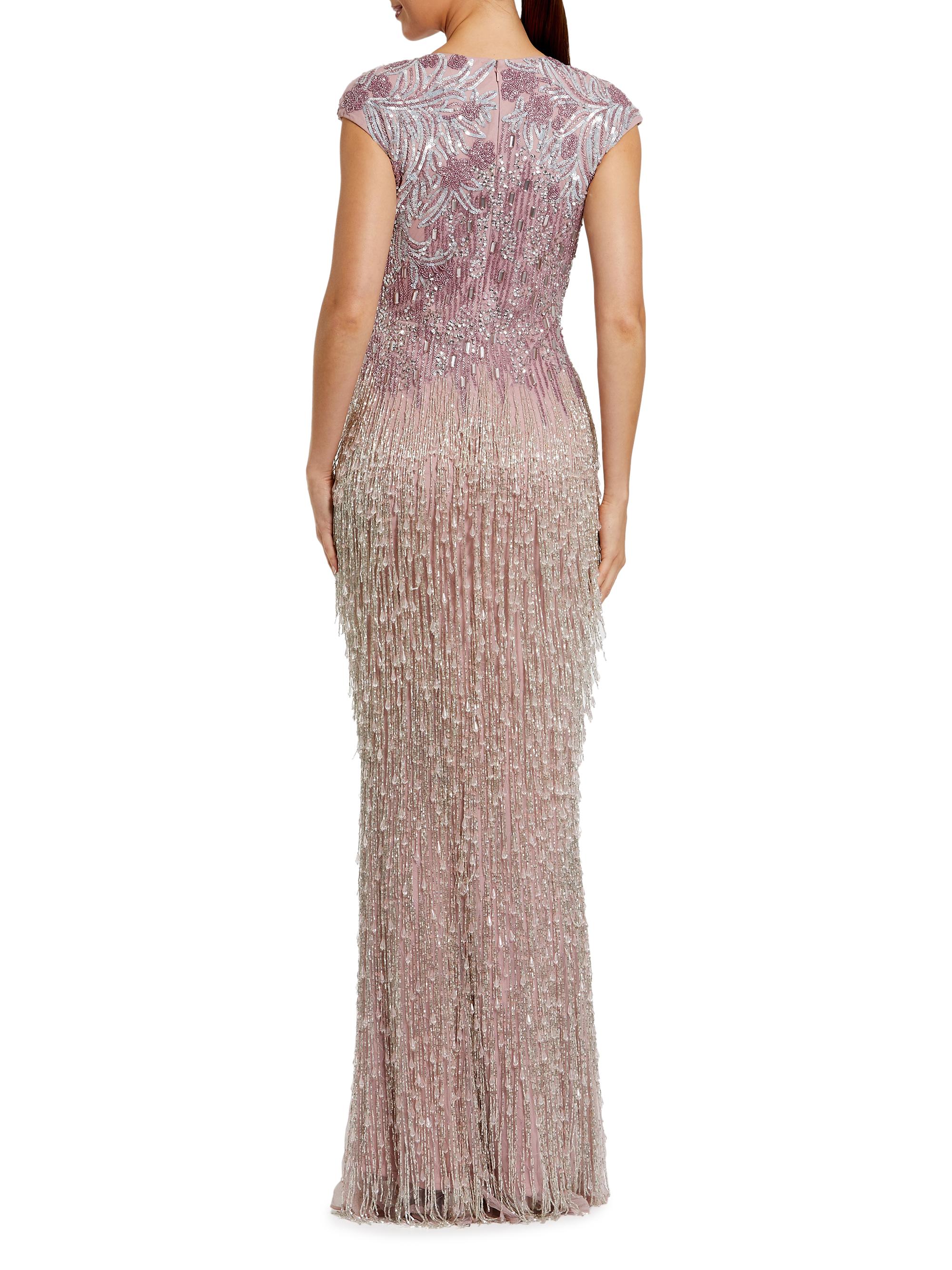 Mac Duggal Women's Evening Embellished Mesh Cap-Sleeve Gown - Vintage Lilac