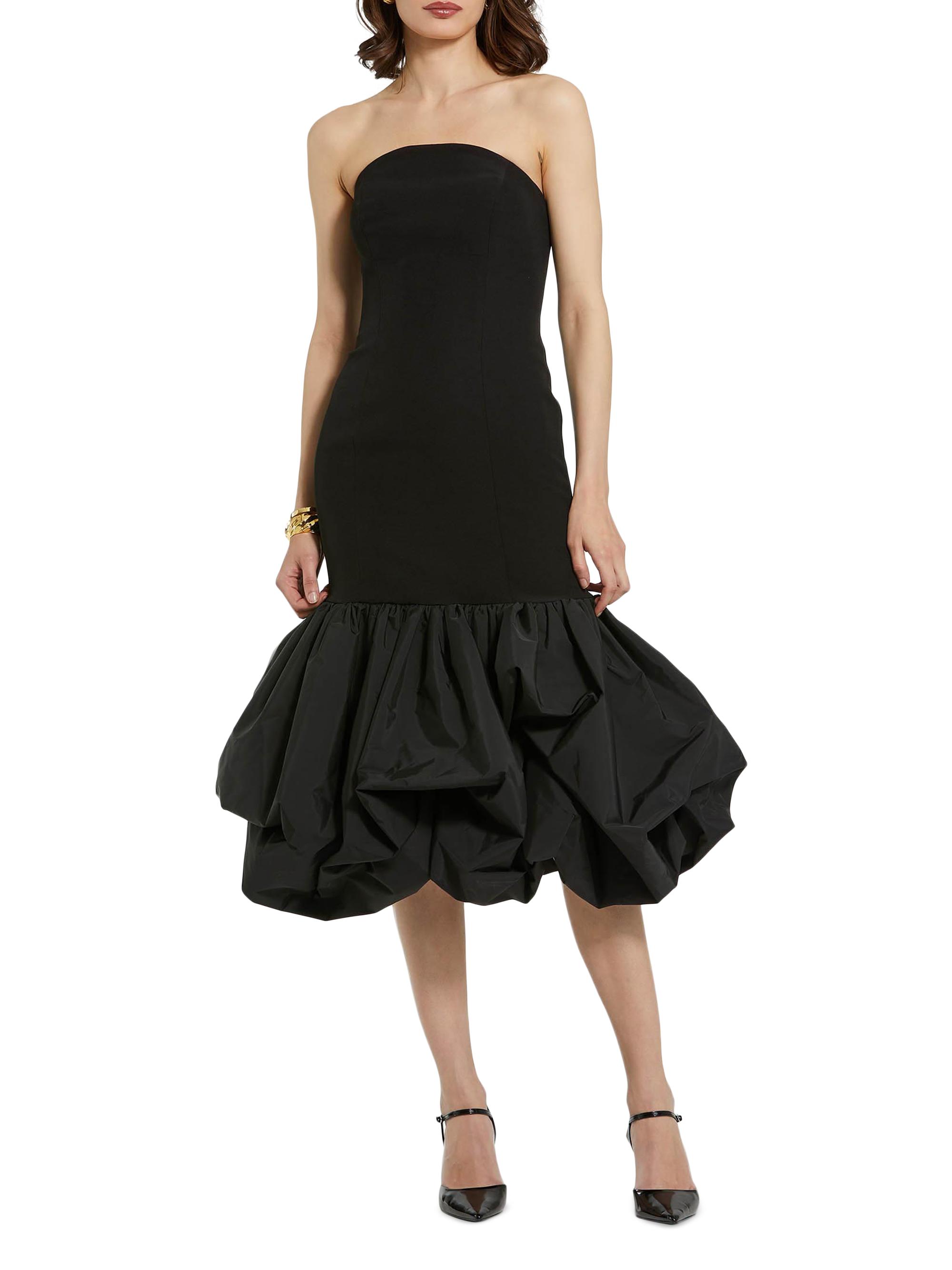 Mac Duggal Women's Ieena Crepe Strapless Bubble-Hem Midi-Dress - Black