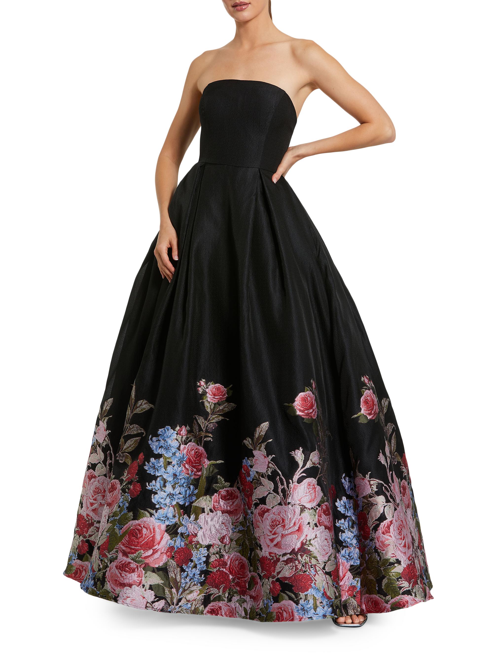 Mac Duggal Women's Strapless Floral Brocade Ball Gown - Black Multi