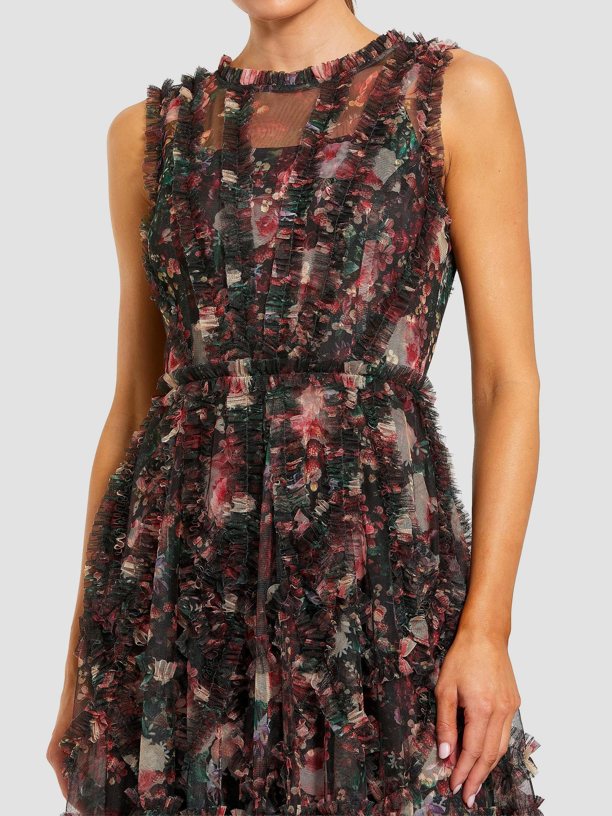 Mac Duggal Floral Micro Ruffle Minidress | Saks Fifth Avenue