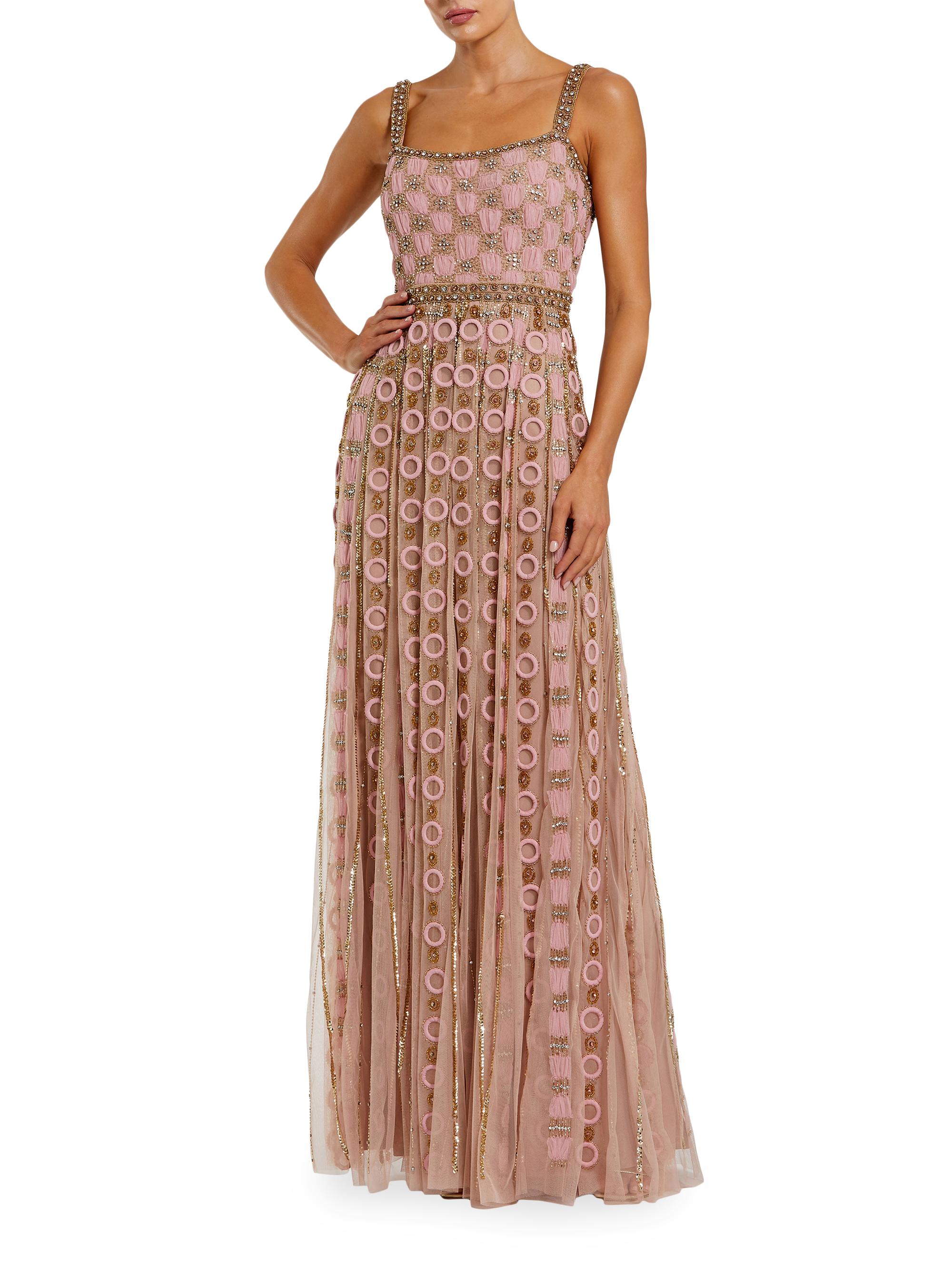 Mac Duggal Women's Embroidered Mesh A-Line Gown - Rose