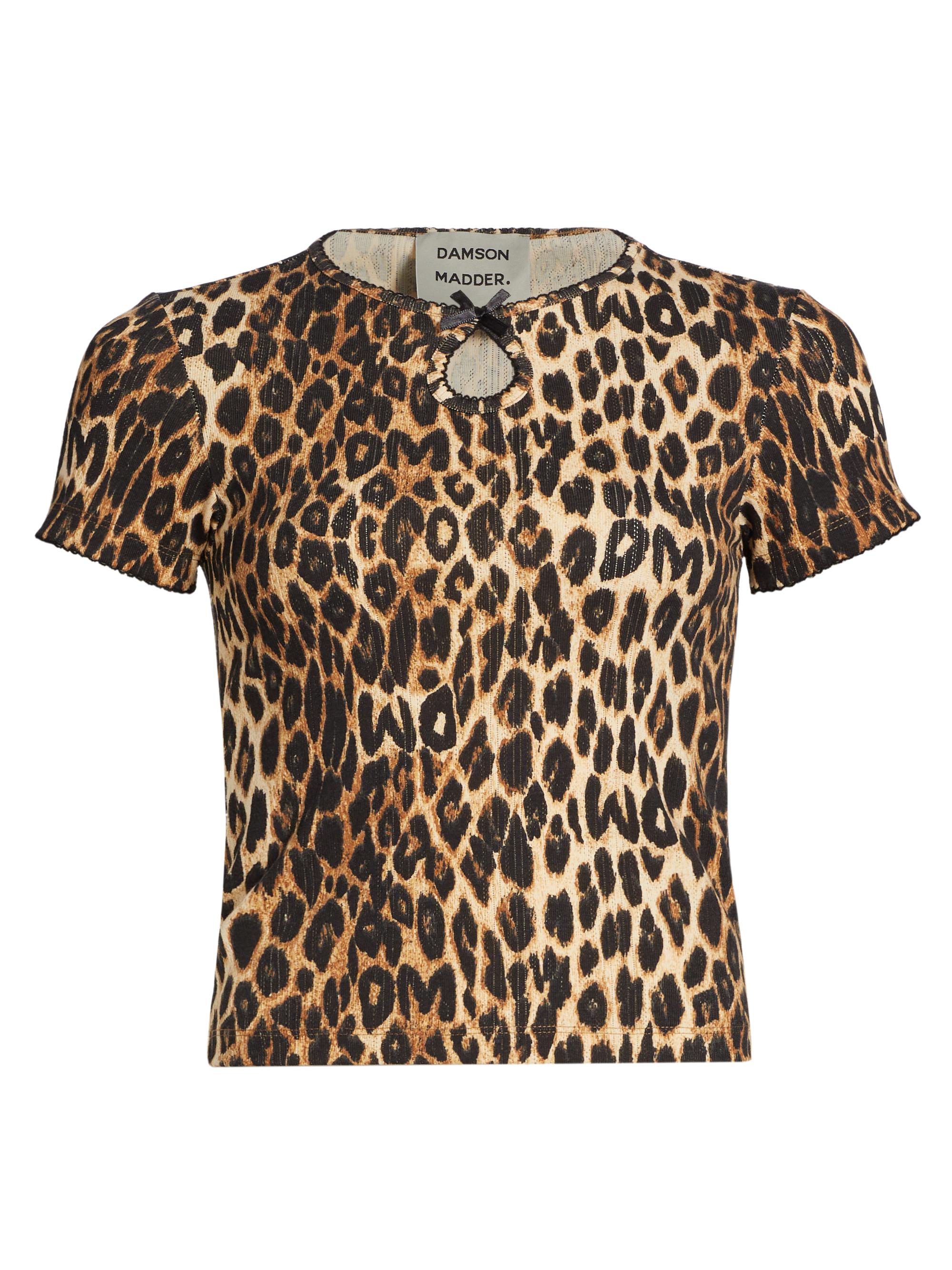 Damson Madder Women's Marnie Leopard Pointelle T-Shirt - Leopard