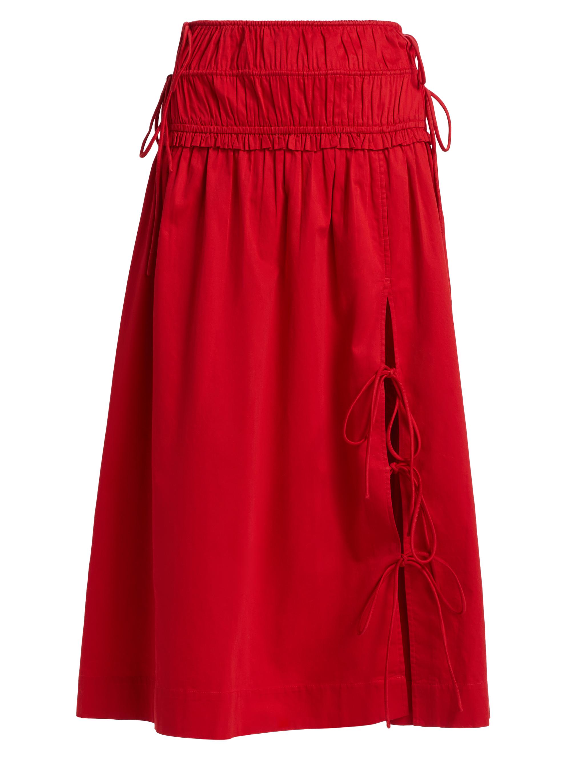Damson Madder Women's Charlotte Cotton Midi-Skirt - Cherry