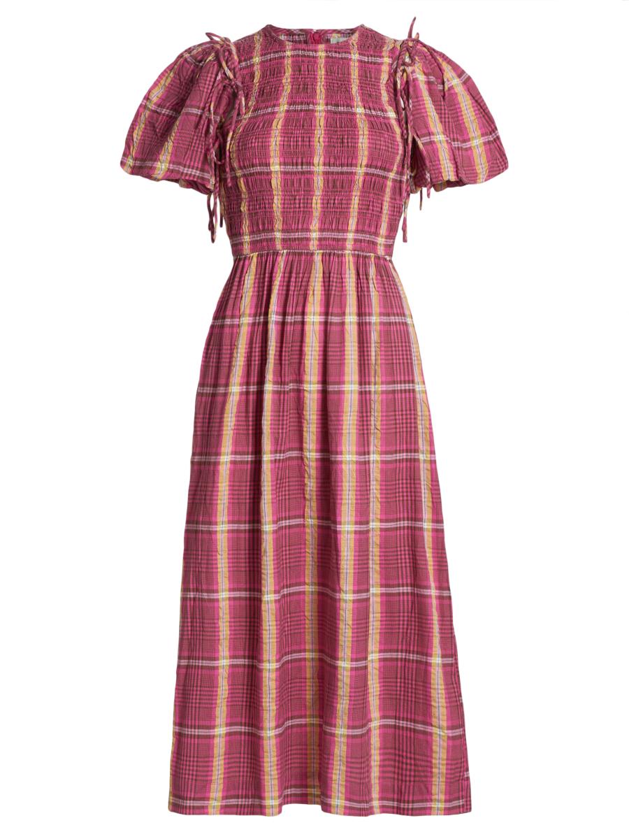 Damson Madder Becca Check Midi-Dress | Saks Fifth Avenue