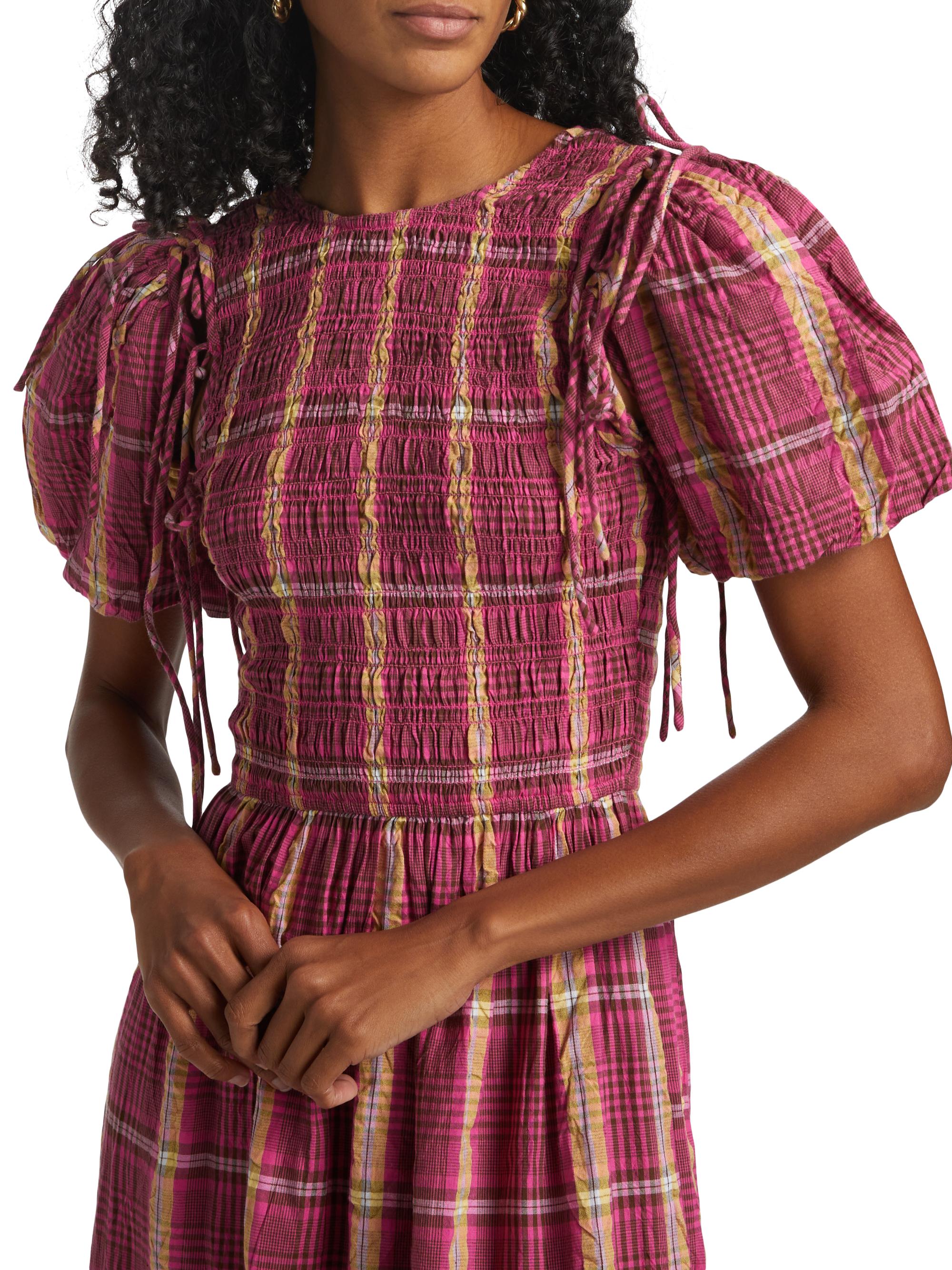 Damson Madder Becca Check Midi-Dress | Saks Fifth Avenue