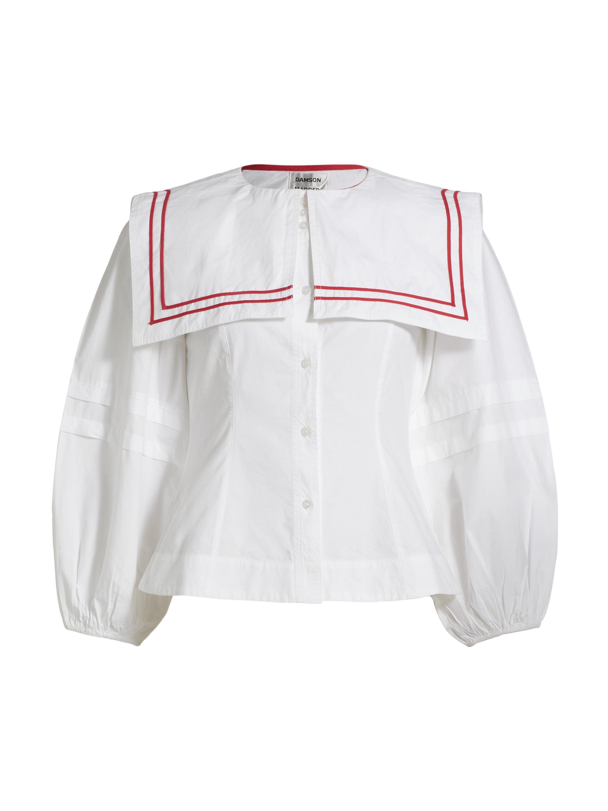 Damson Madder Women's Elise Cotton Sailor Blouse - White