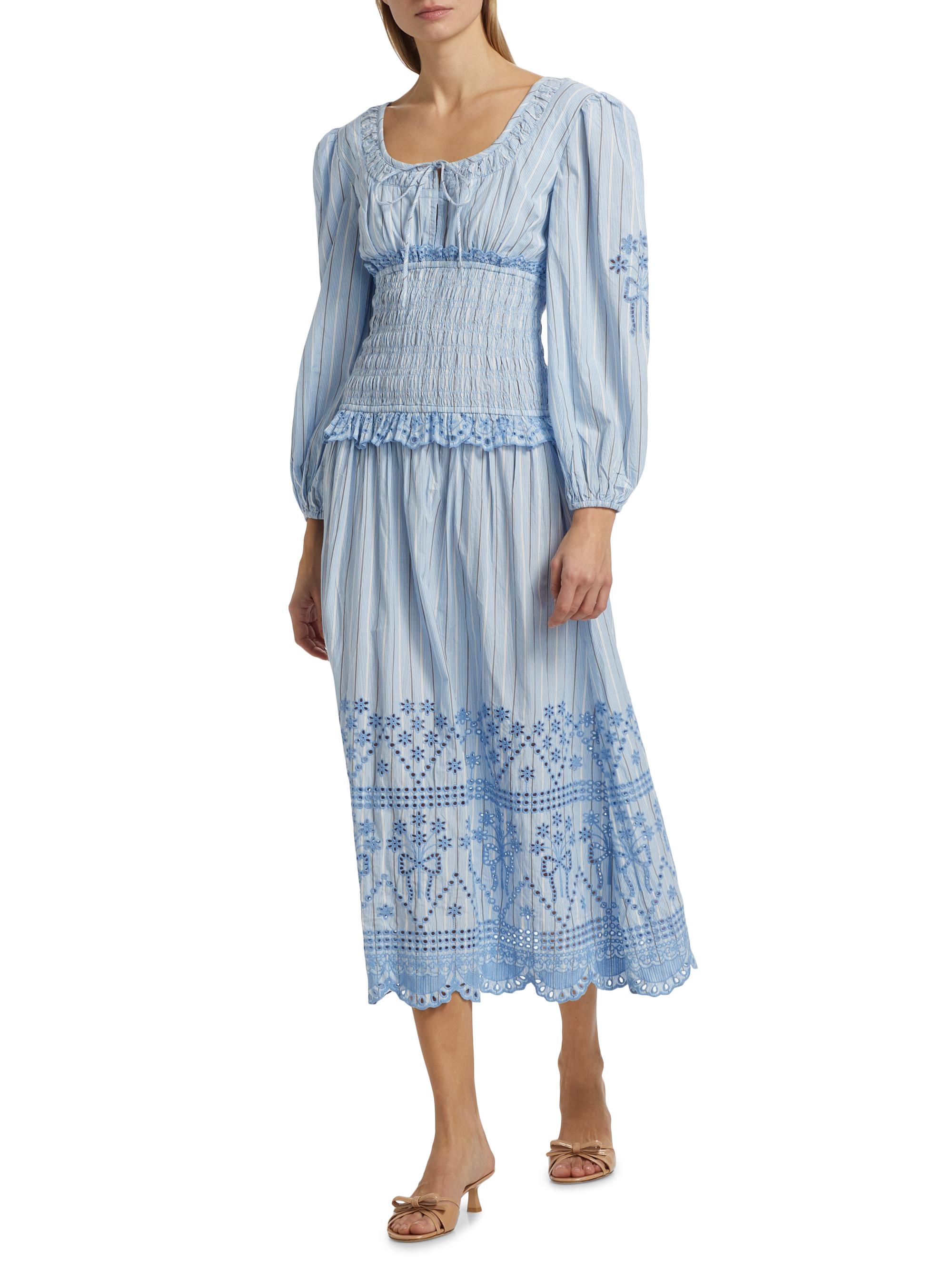 Damson Madder Nola Embroidered Cotton Midi-Dress | Saks Fifth Avenue