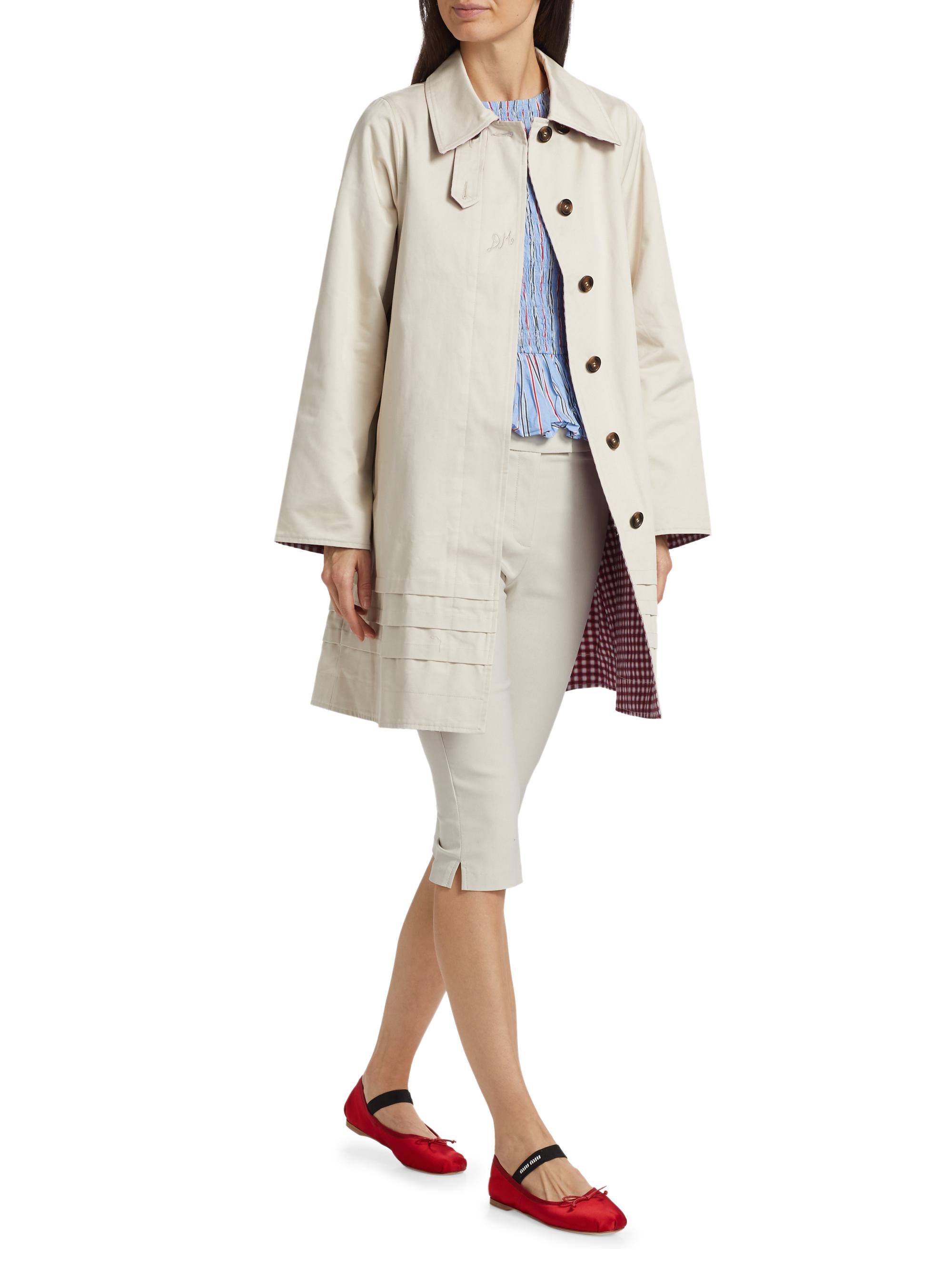 Damson Madder Women's Mercedes Bow Reversible Trench - Red Ecru