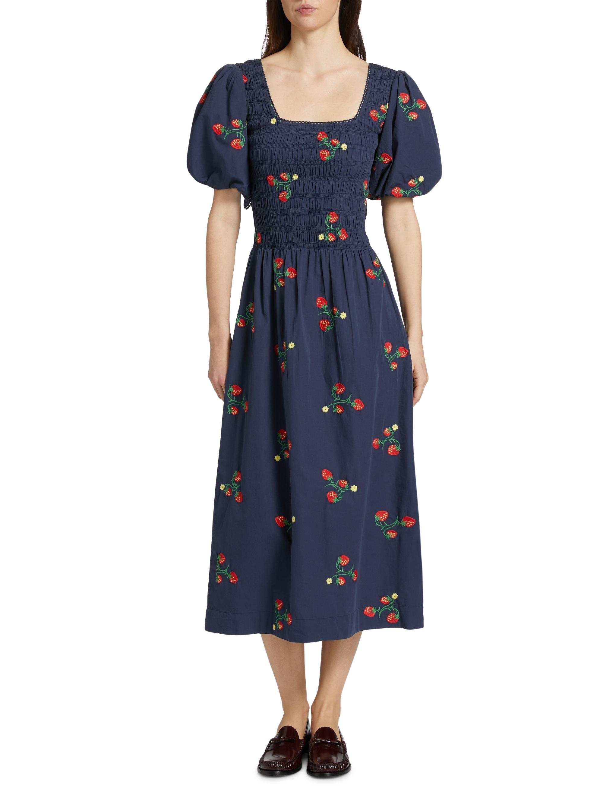 Damson Madder Lauren Strawberry Embroidered Midi-Dress | Saks