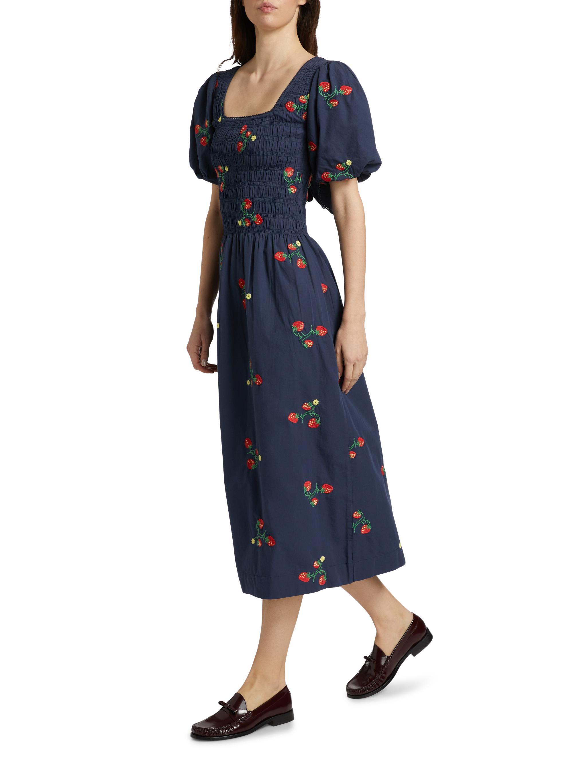 Damson Madder Lauren Strawberry Embroidered Midi-Dress | Saks