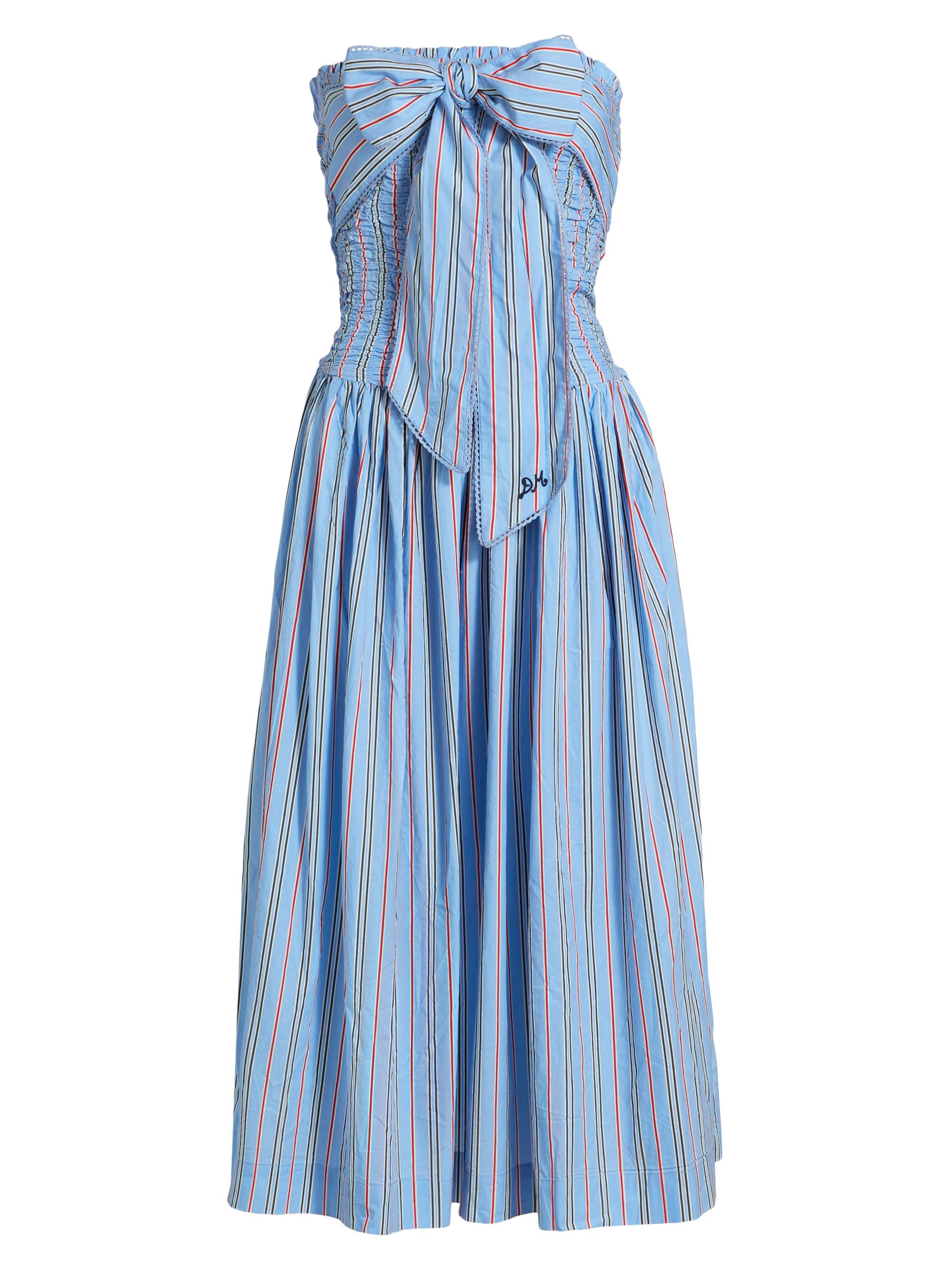 Damson Madder Women's Mia Cotton Smocked Midi-Dress - Blue