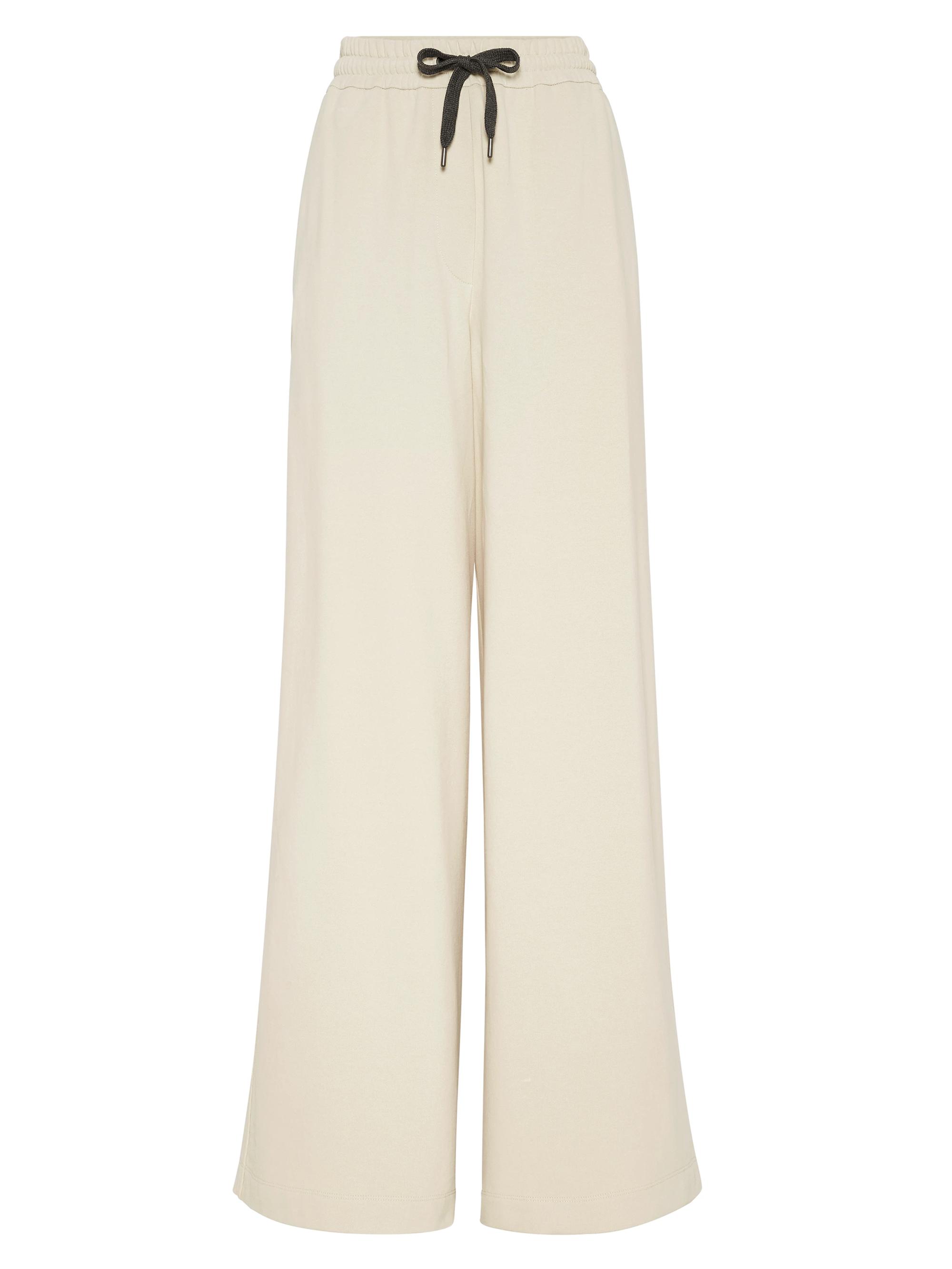 Brunello Cucinelli Women's Cotton Smooth French Terry Track Trousers - Cool Beige