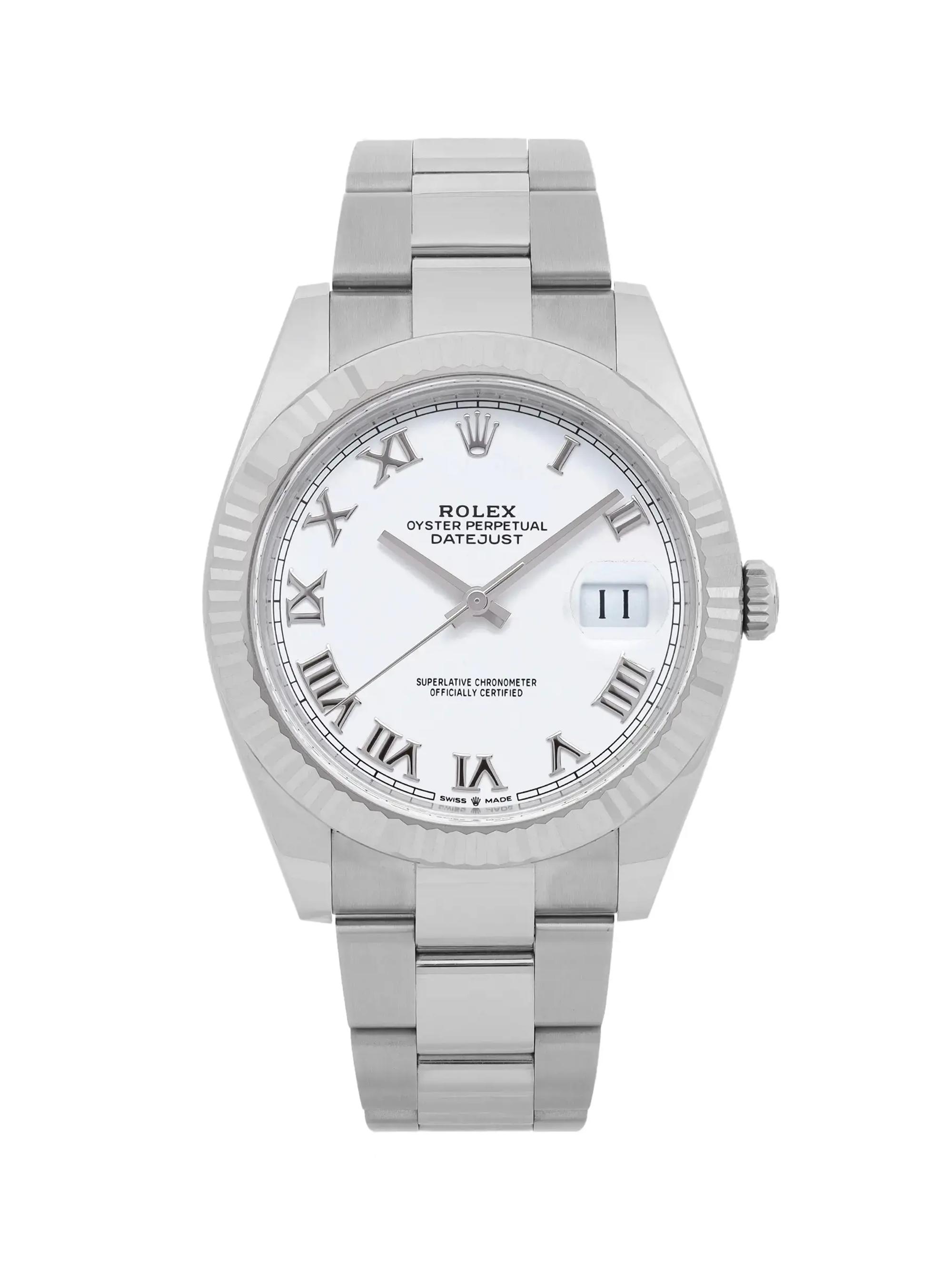 Rolex Pre-Owned  Datejust 41MM Steel 18K White Gold White Dial Men's Automatic Watch - Silver