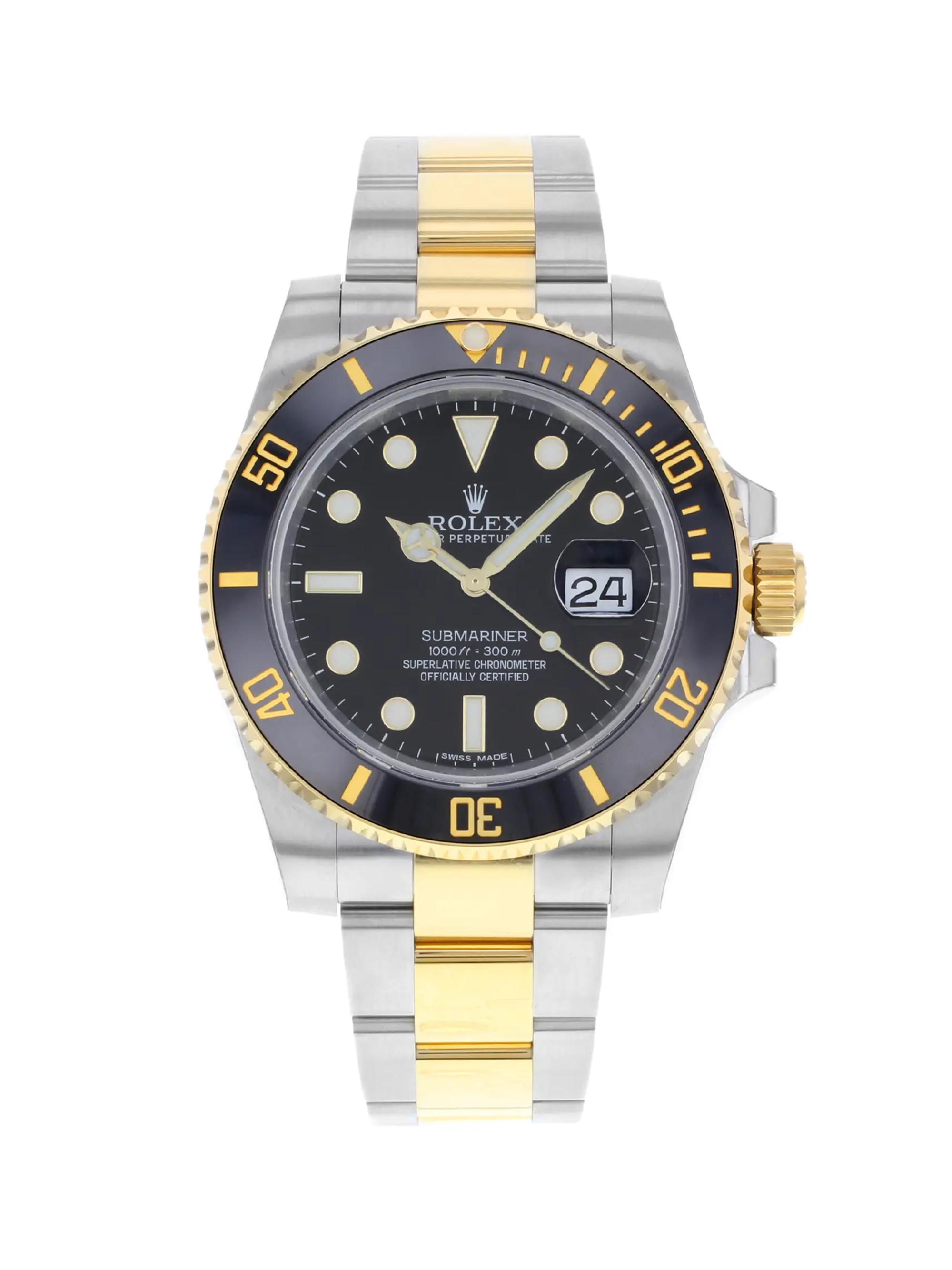 Rolex Pre-Owned  Submariner 40MM Steel 18K Yellow Gold Black Dial Men's Watch - Gold