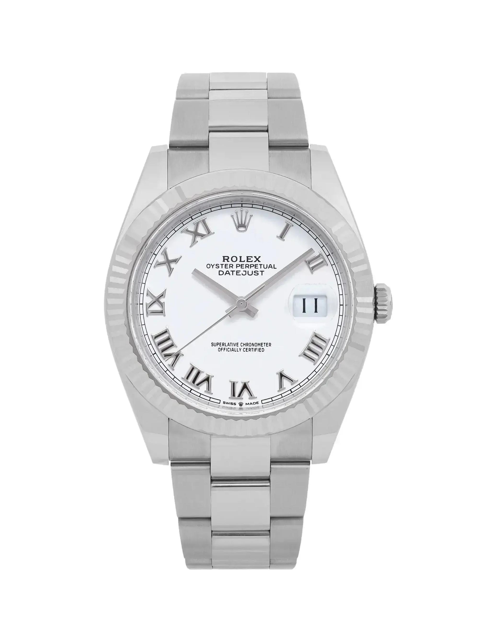 Rolex Men's Pre-Owned  Datejust 41MM Steel Oyster White Roman Dial Automatic Watch - Silver
