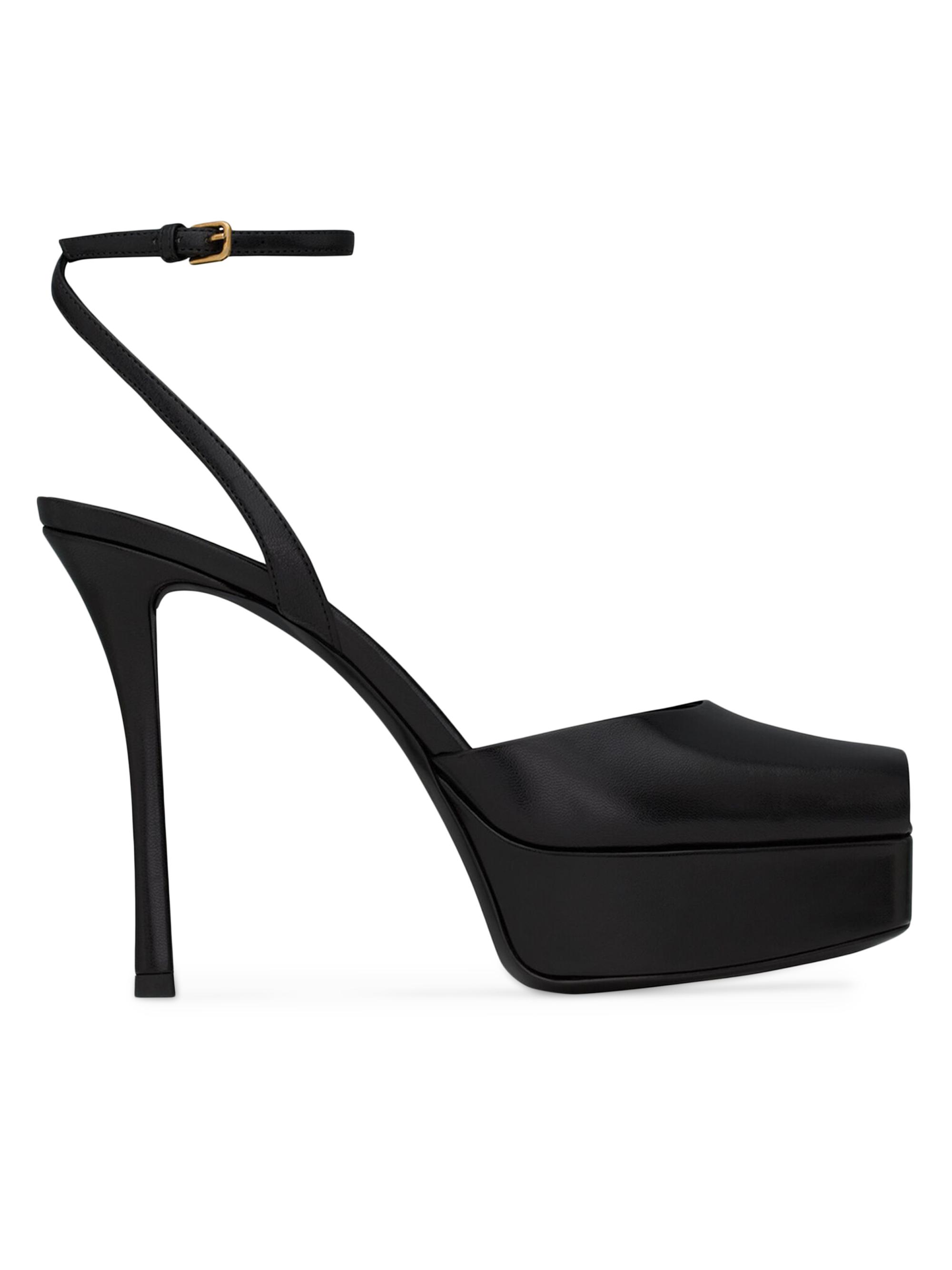 Platform Saks Ysl Heels Saint Laurent Jodie Rose-embellished Suede