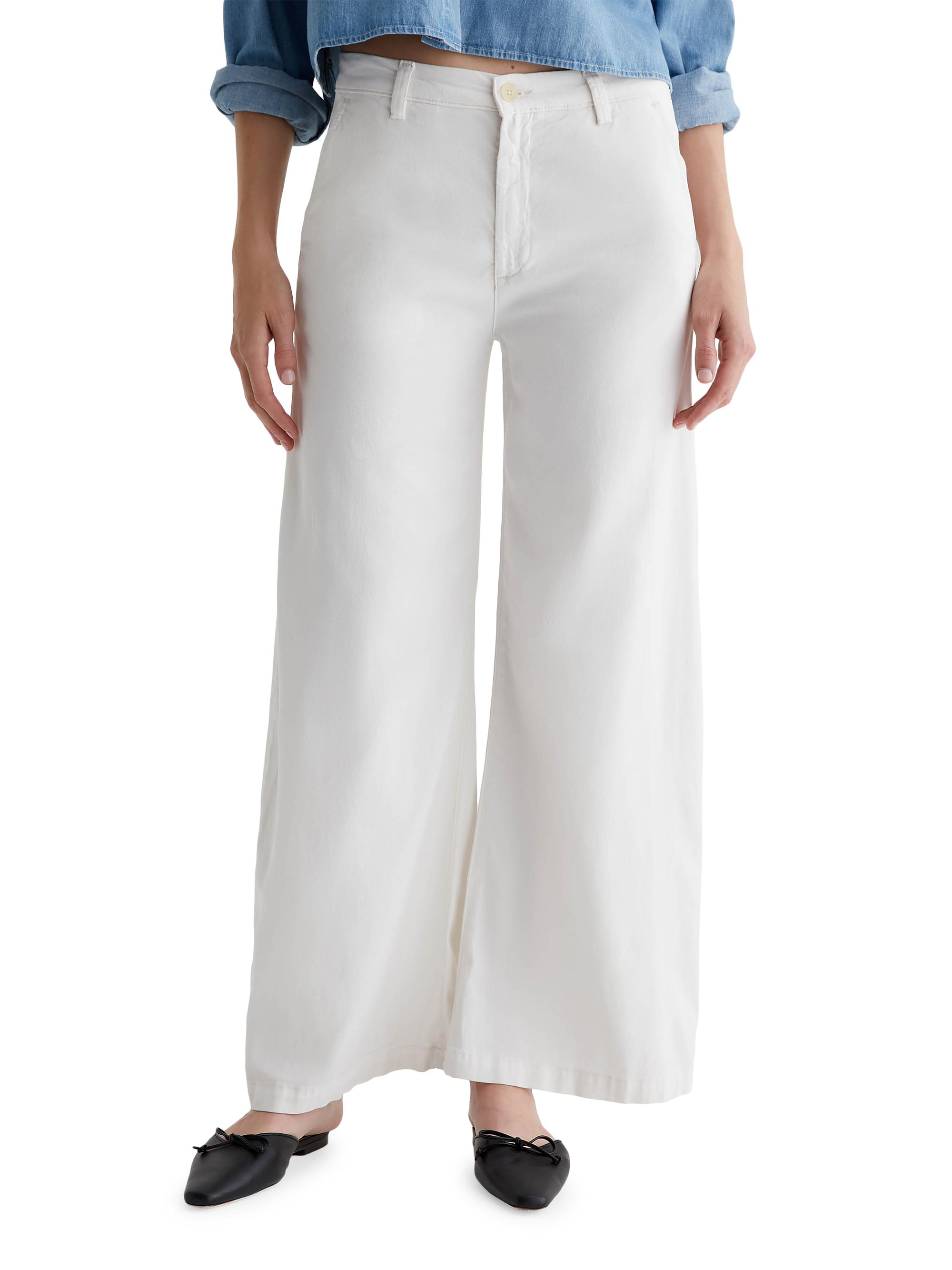AG Jeans Women's Caden Twill Wide-Leg Chino Pants - Powder