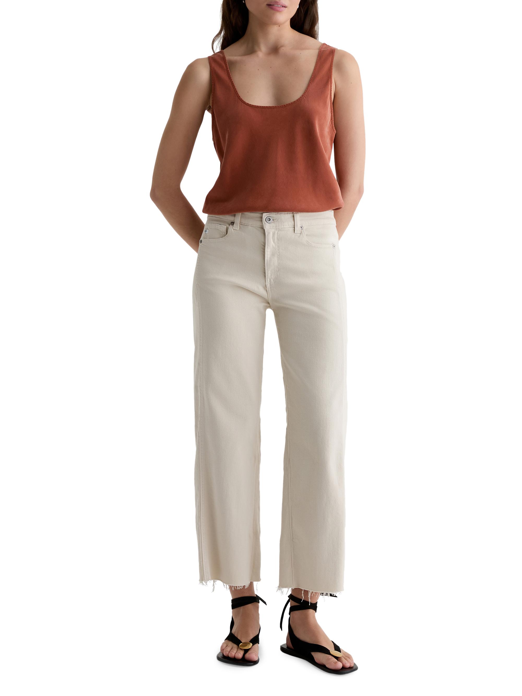 (取寄) AGジーンズ レディース サイゲ ミッドライズ ワイド レッグ イン オパール ストーン AG Jeans women Saige Mid-Rise Wide Leg in Opal Stone Opal Stone AG Jeans Saige Mid-Rise Straight-Leg Crop Jeans | Saks Fifth Avenue