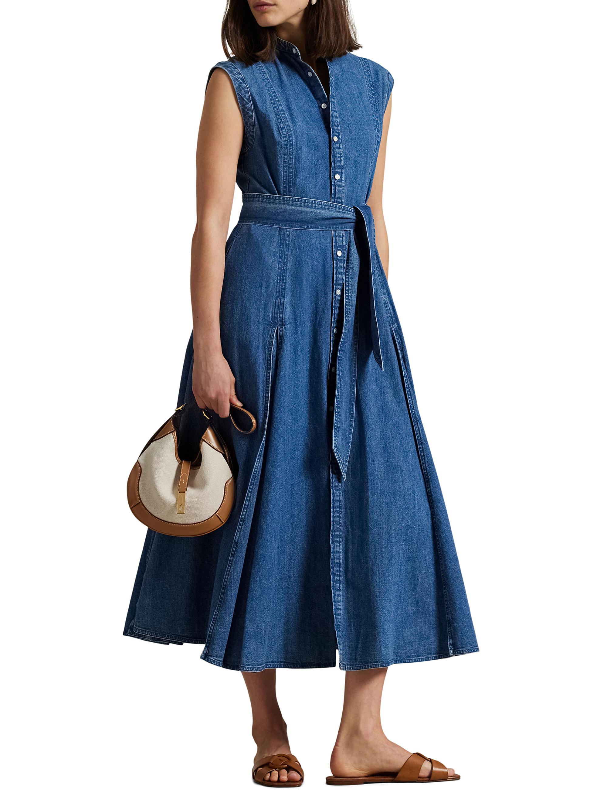 Polo Ralph Lauren Belted Denim A-Line Dress | Saks Fifth Avenue