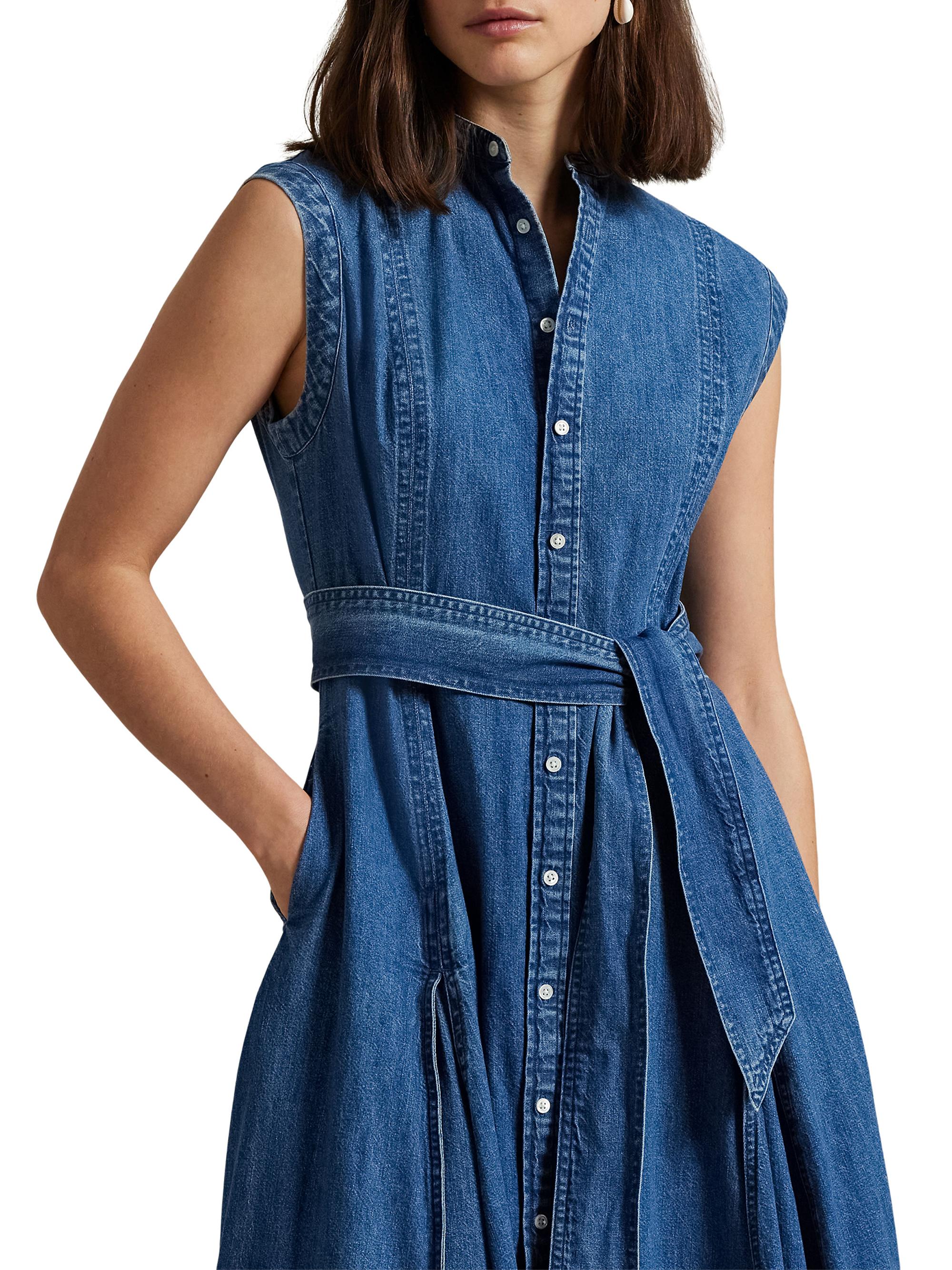 Polo Ralph Lauren Belted Denim A-Line Dress | Saks Fifth Avenue
