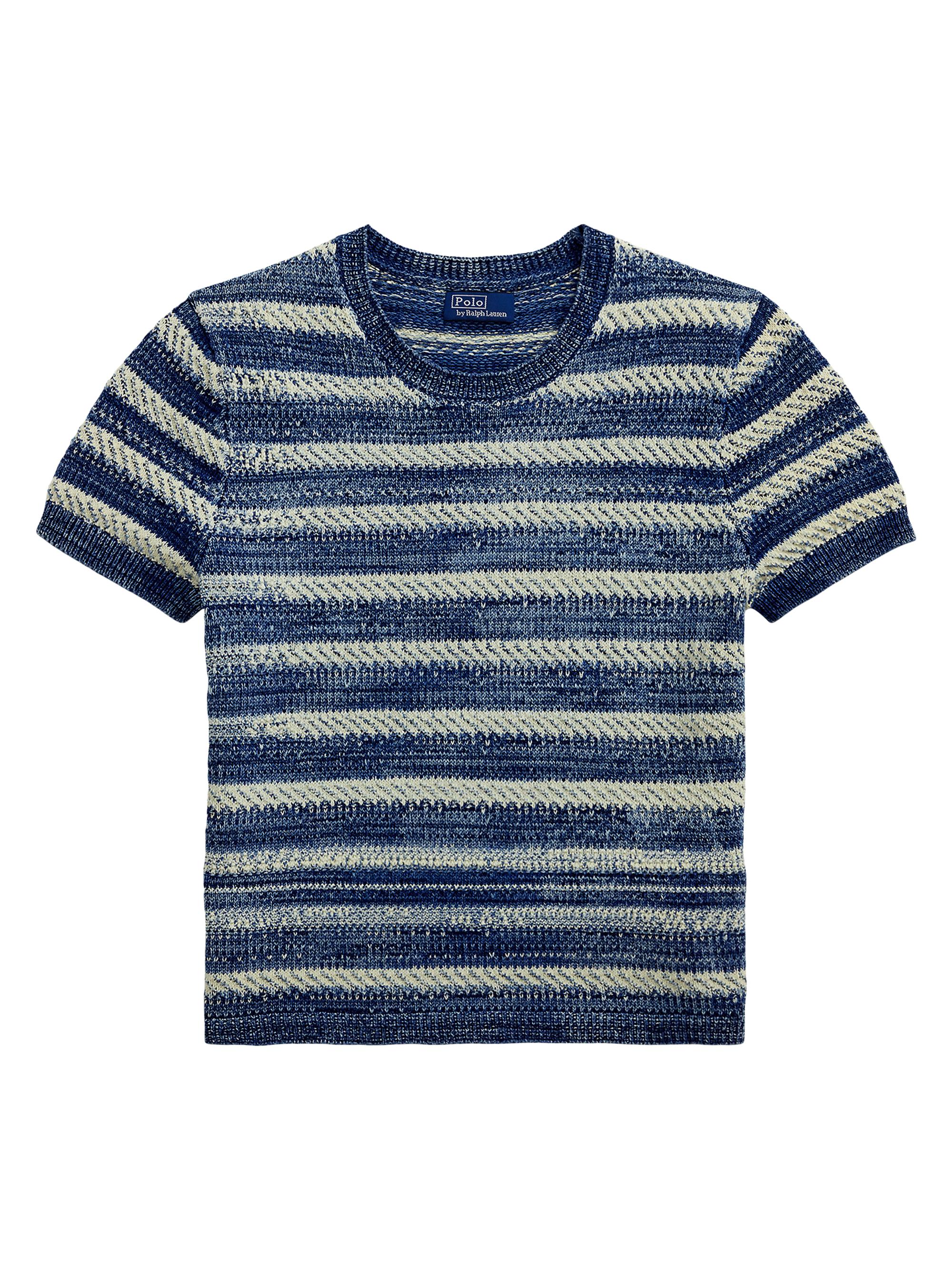 Polo Ralph Lauren Women's Striped Cotton-Knit Crewneck Sweater - Indigo Ecru