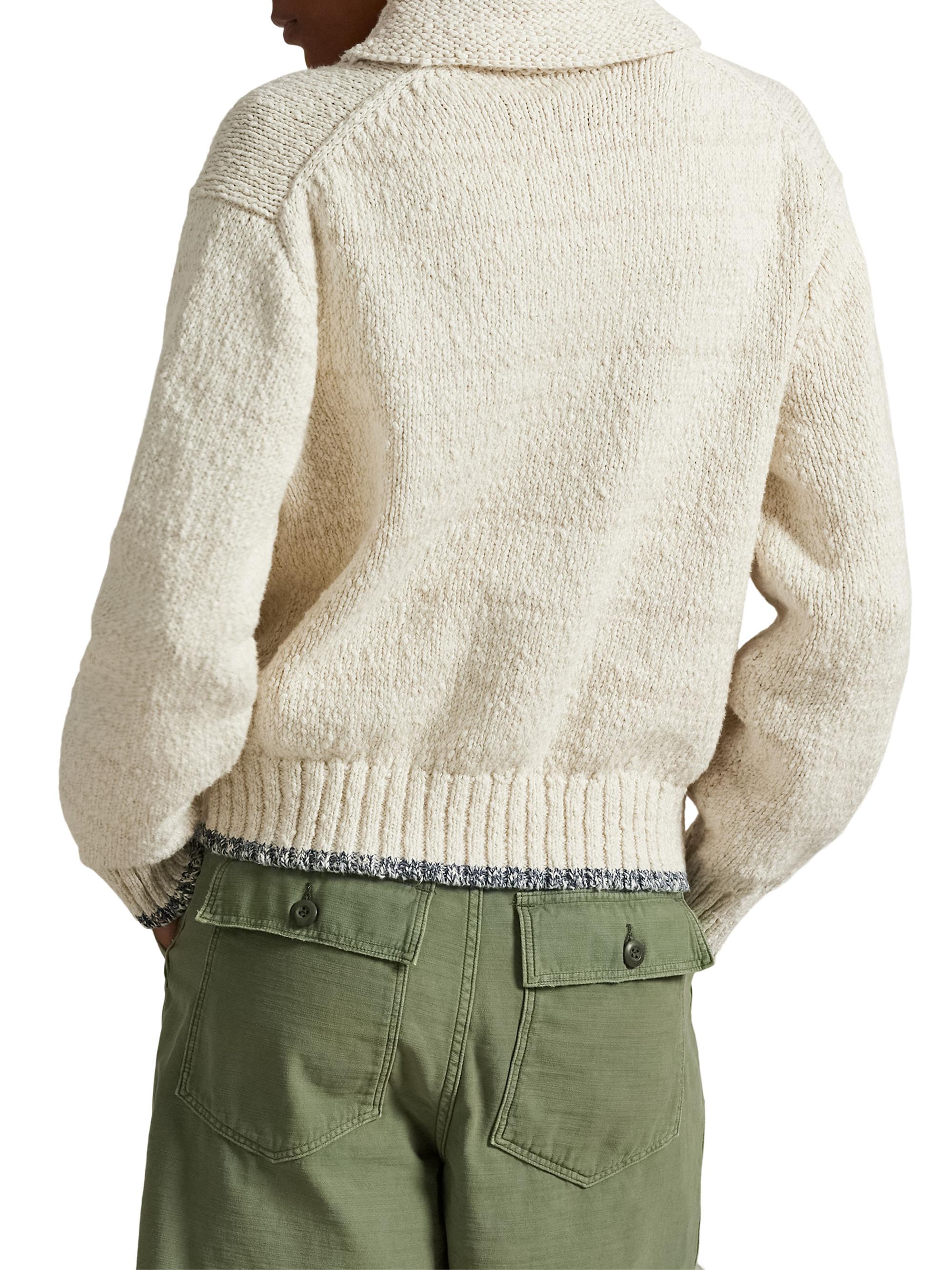 Polo Ralph Lauren Logo Cotton-Knit Zip-Up Cardigan | Saks Fifth Avenue
