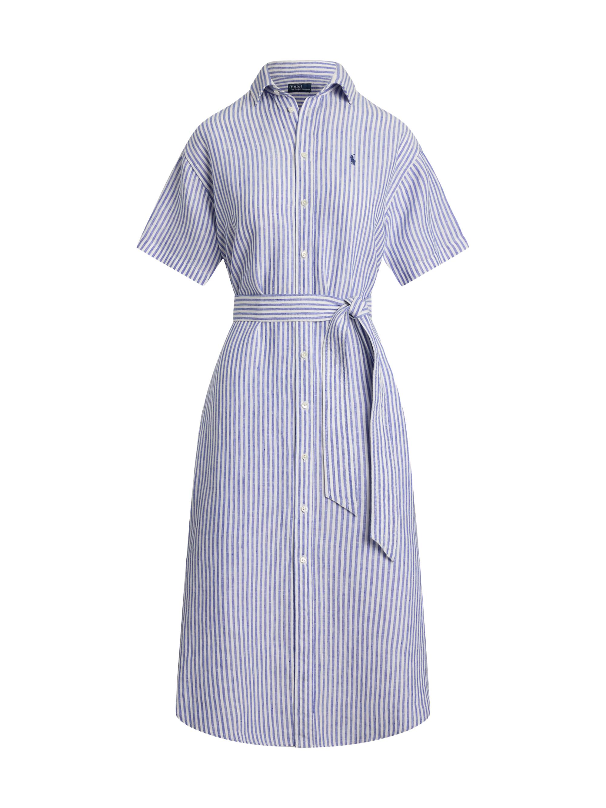 Polo Ralph Lauren Women's Striped Linen Shirtdress - White Royal