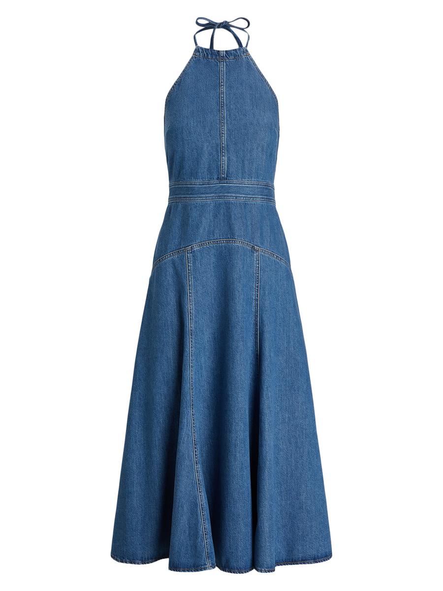 [ JEANS] Midi Rip Polo Dress ★大人気★ Anybird Women's Casual Denim Dress Collared Roll Up Short