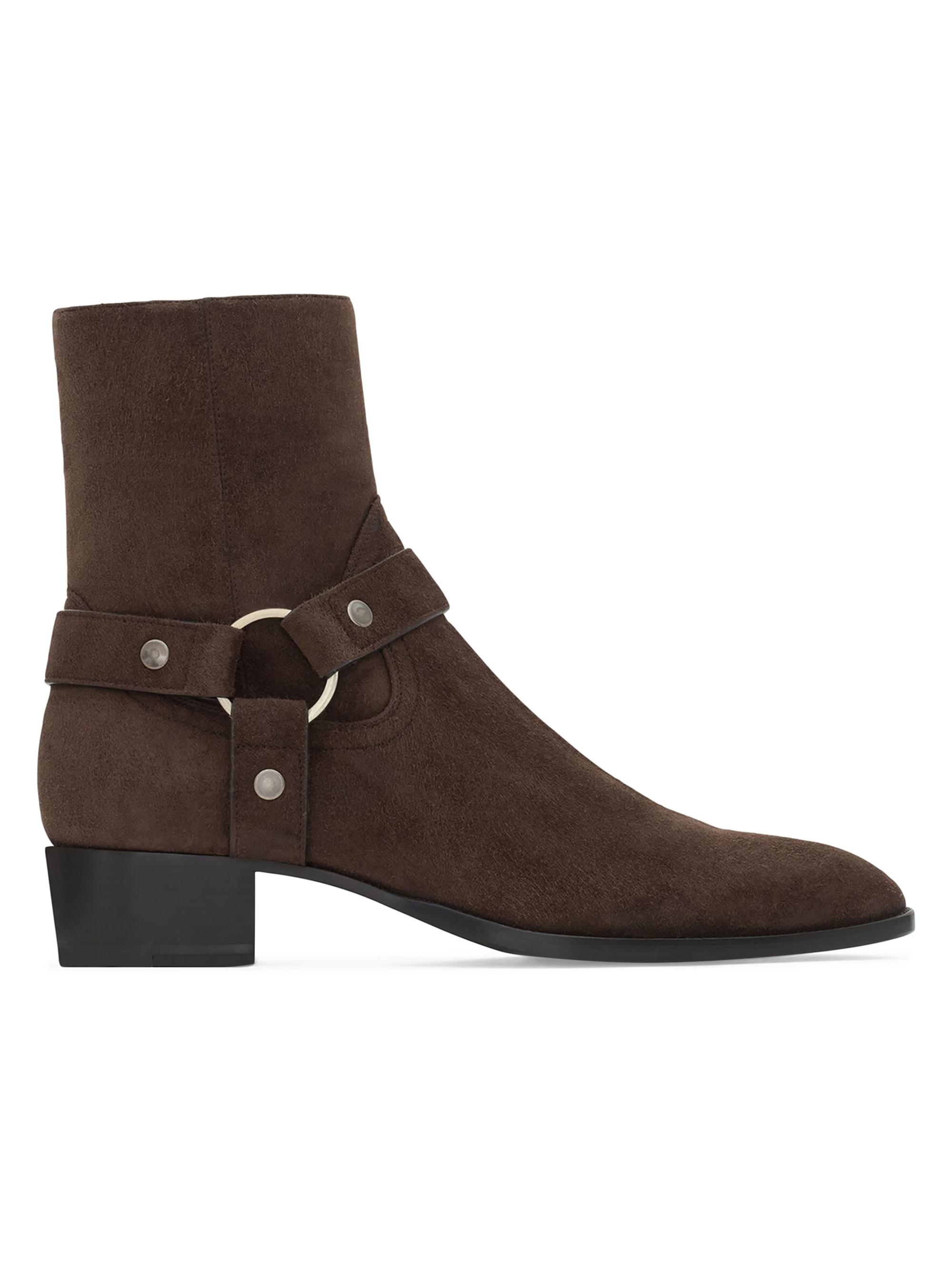 Saint Laurent Wyatt Harness Boots in Suede | Saks Fifth Avenue