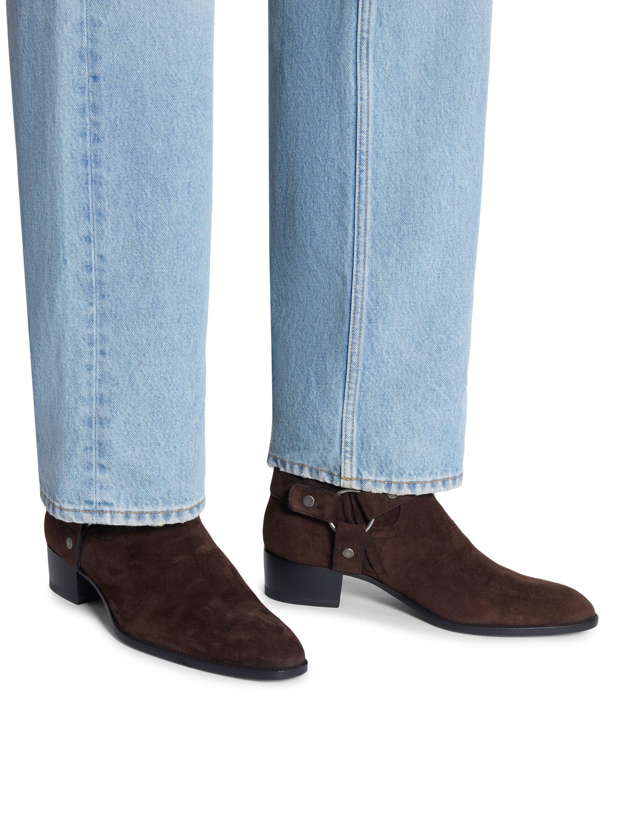 靴 Saint Laurent harness ring boots YSL Saint Laurent Wyatt Harness Ring Boots Black Leather Zip