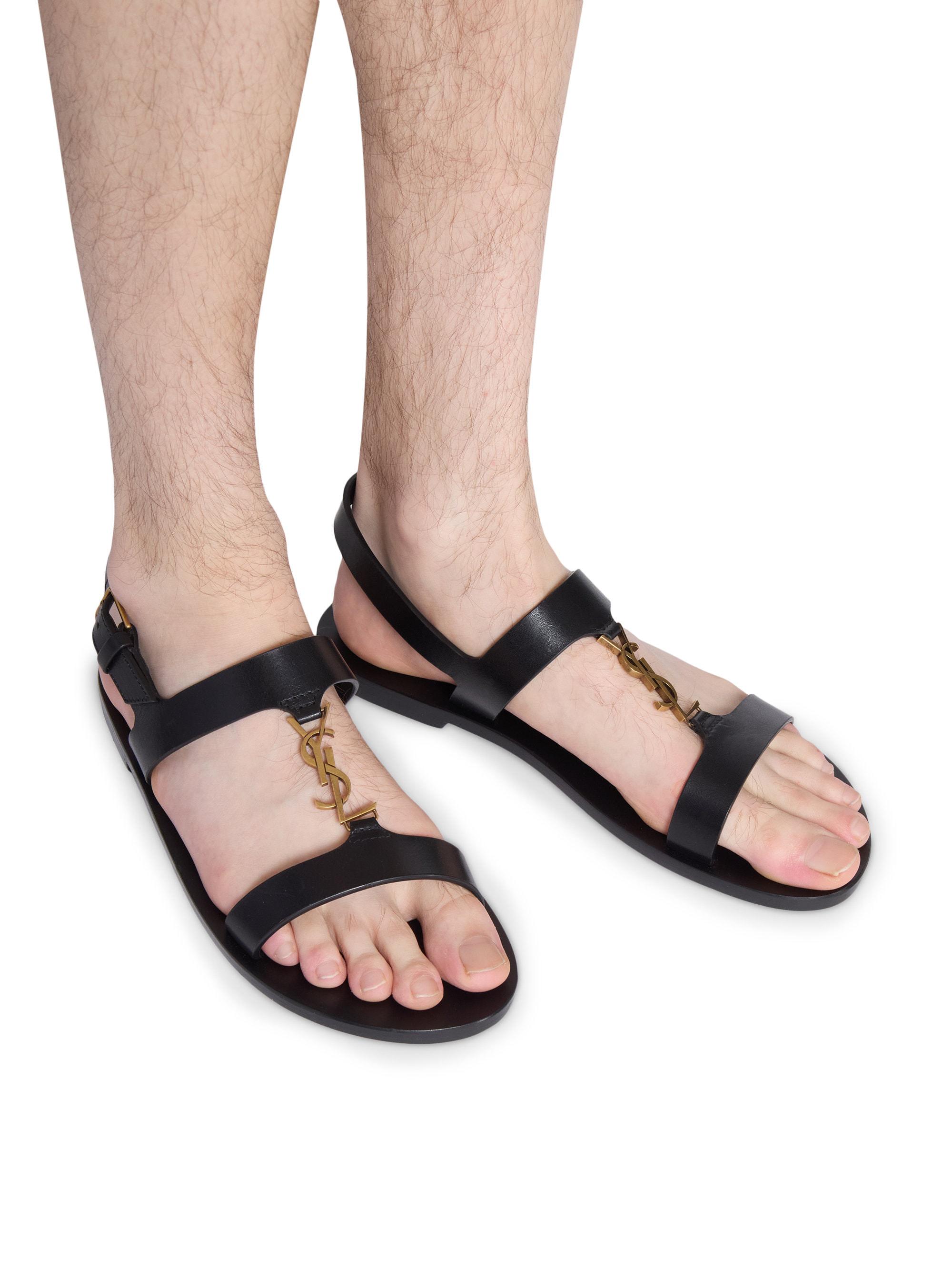 Men’s Saint Laurent YSL CASSANDRE song sandal size 44 made in Italy Saint Laurent Cassandre Sandals in Smooth Leather | Saks  main image 2