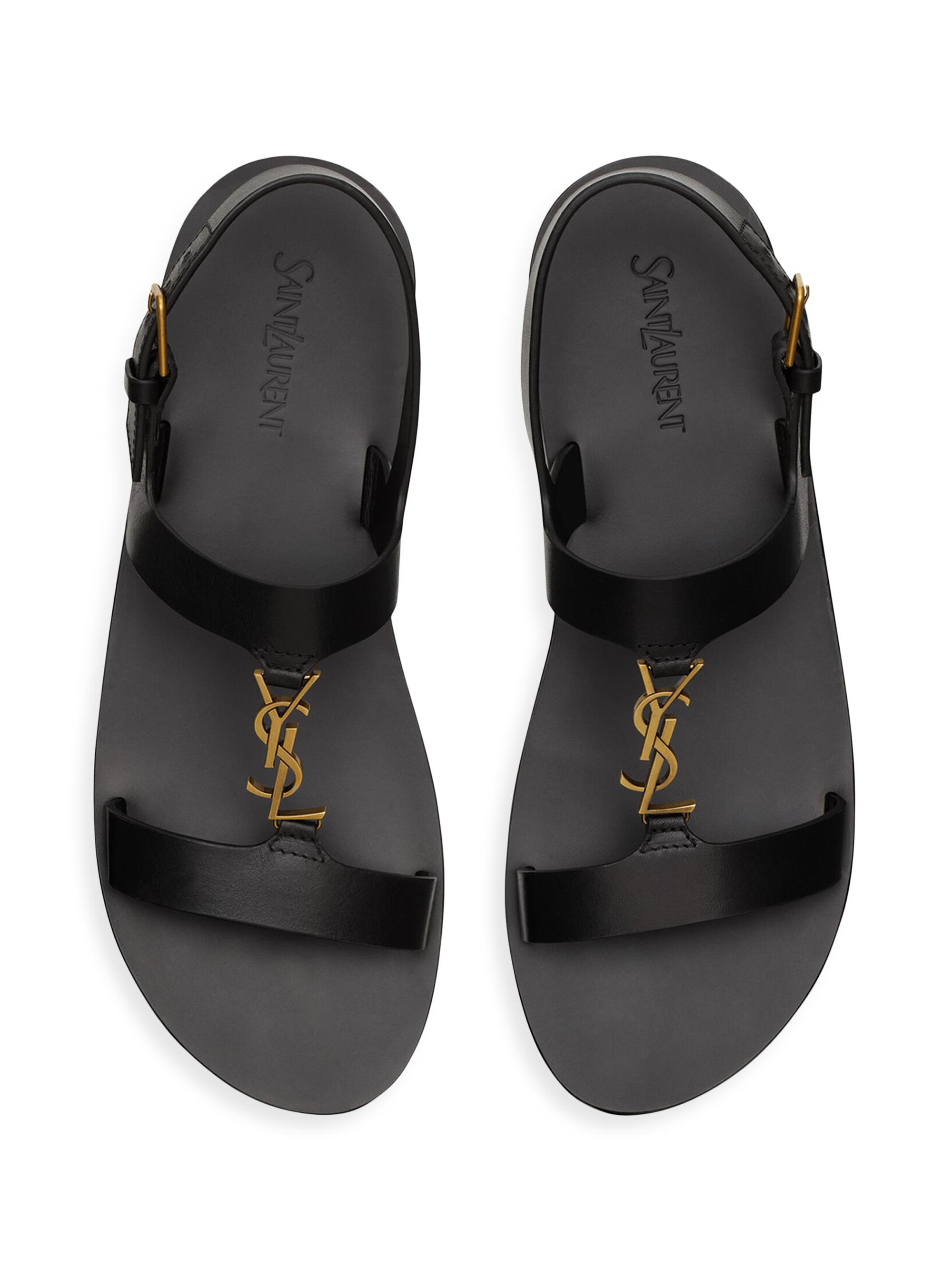 Saint Laurent Cassandre Sandals in Smooth Leather | Saks Fifth Avenue