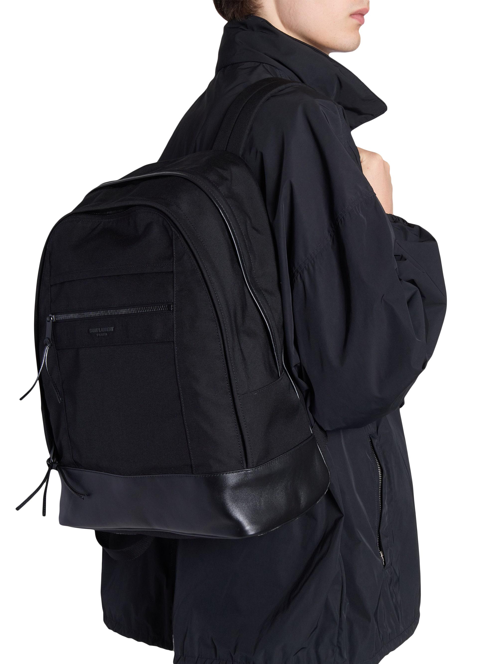 SAINT LAURENT シティ レザートリム ナイロンバックパック Saint Laurent City Backpack in Nylon Canvas and Leather | Saks