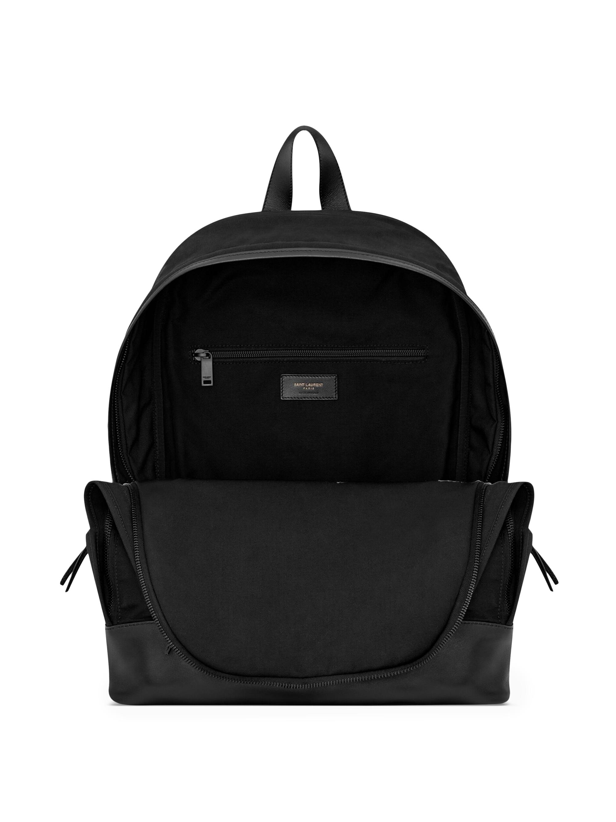 Saint Laurent City Backpack in Nylon Canvas and Leather