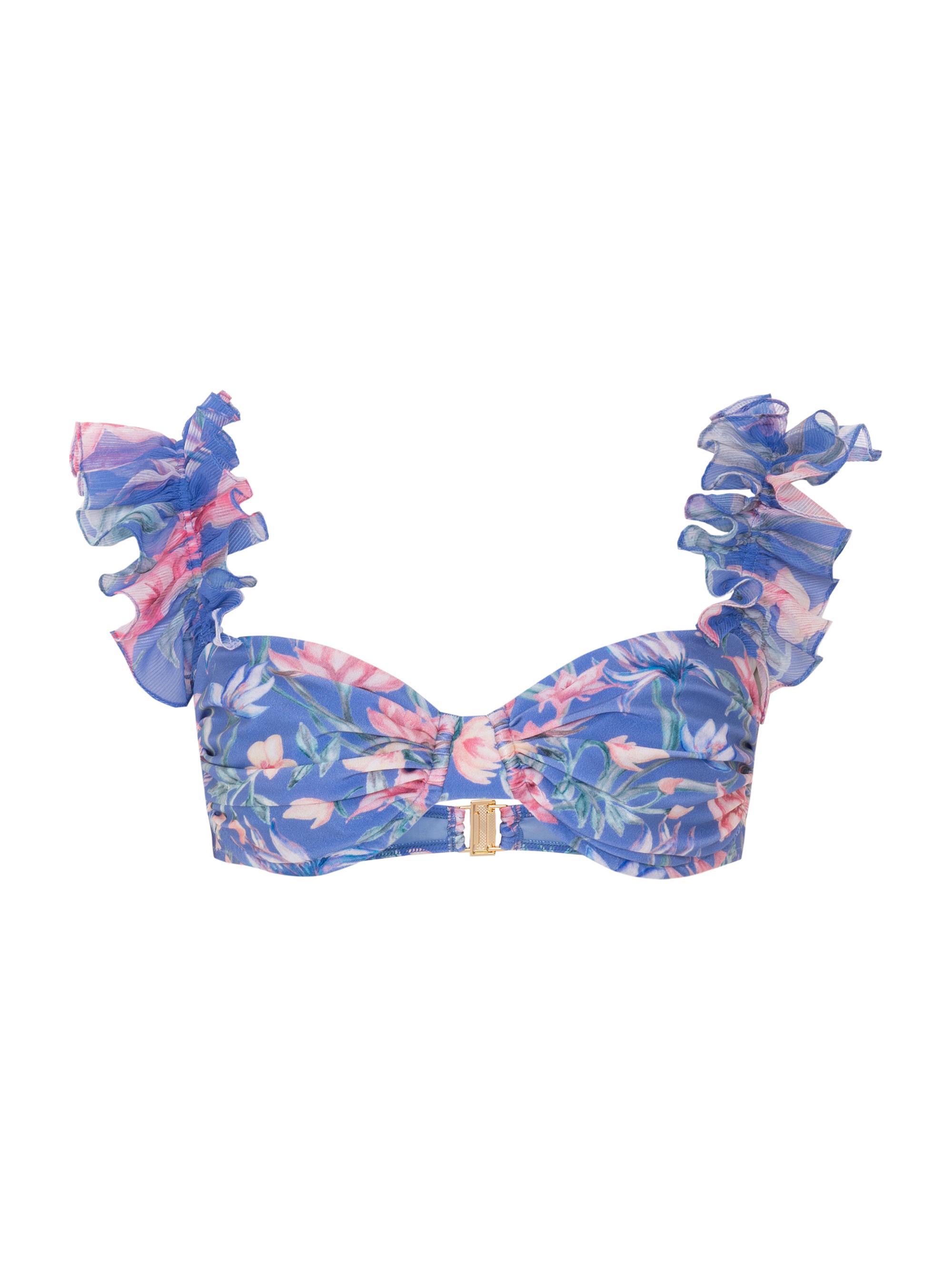 PatBO Women's Amaryllis Flutter Bikini Top - Blue