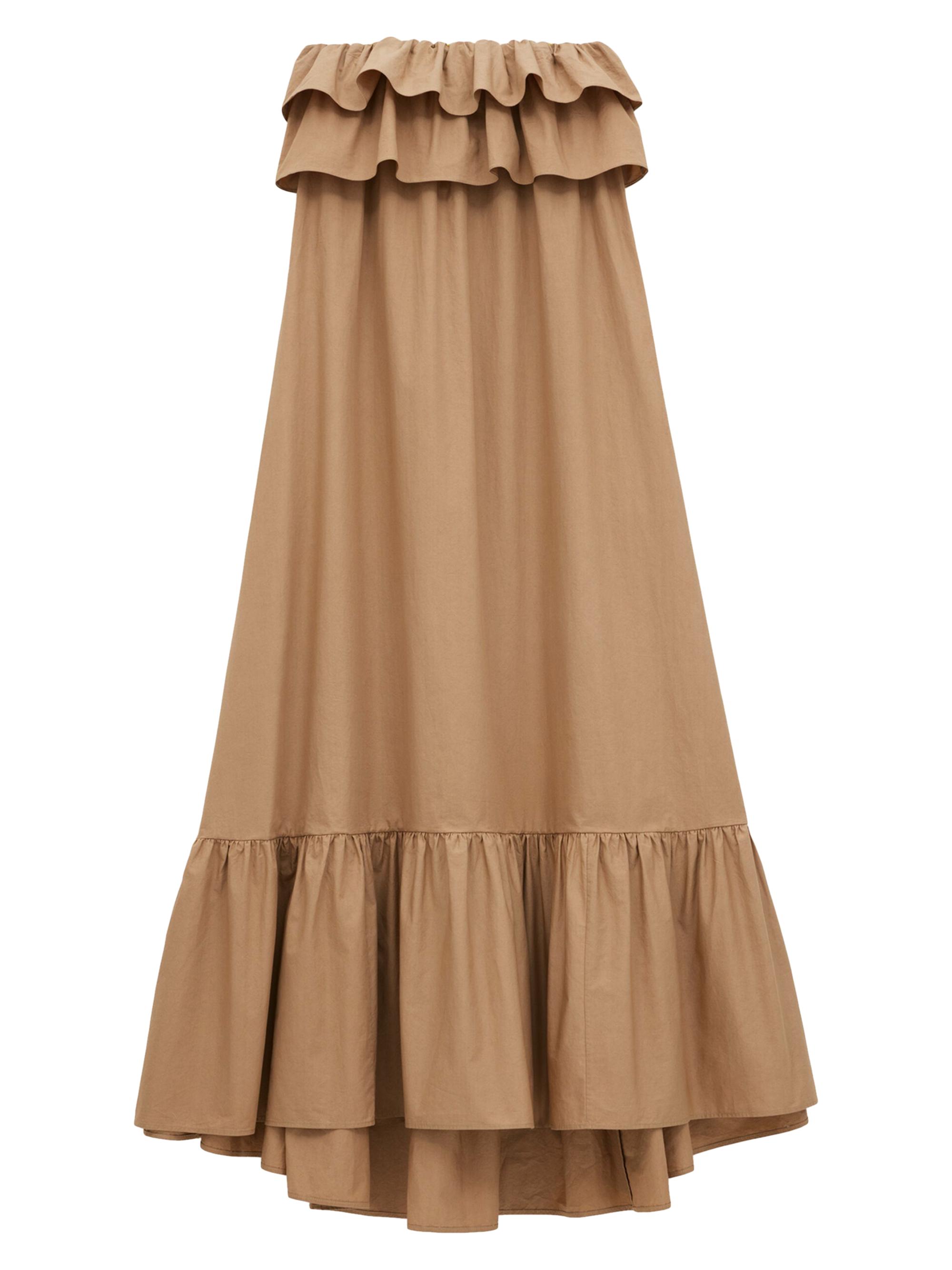 Saint Laurent Women's Ruffled Dress in Cotton Serge - Beige Fonce