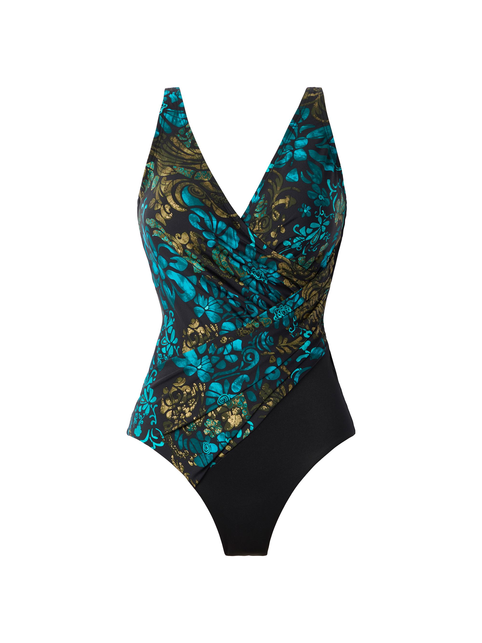 Miraclesuit Swim Women's Plus Flor de Mar Oceanus One-Piece Swimsuit - Black Multi
