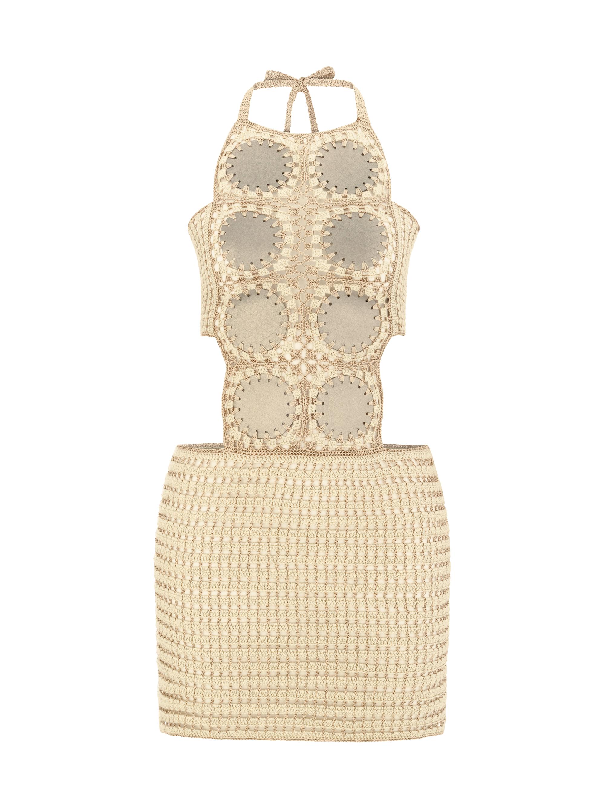 My Beachy Side Women's Crocheted Cut-Out Minidress - Bronze