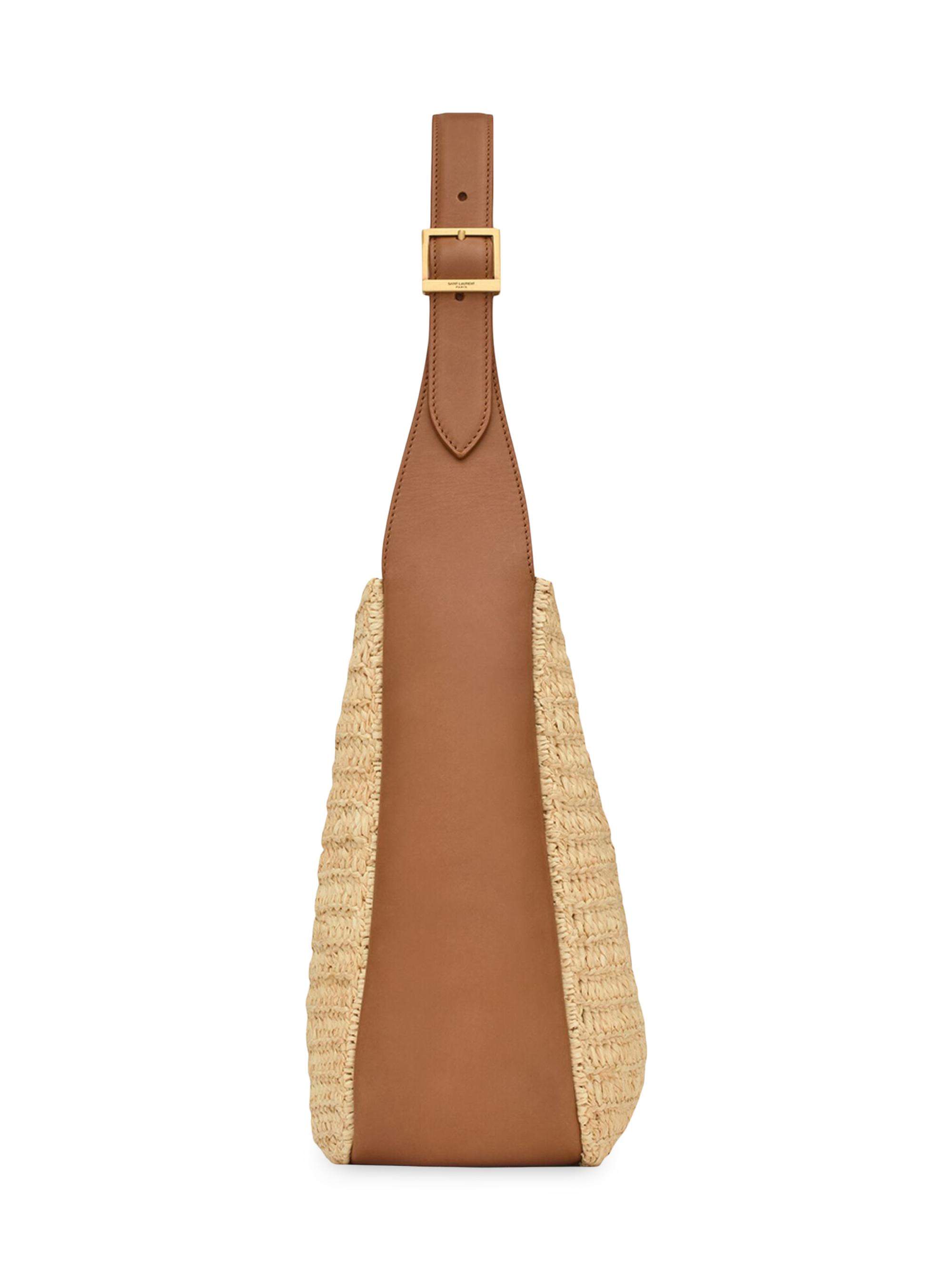 Saint Laurent Le 5 À 7 Supple Small Shoulder Bag in Raffia and