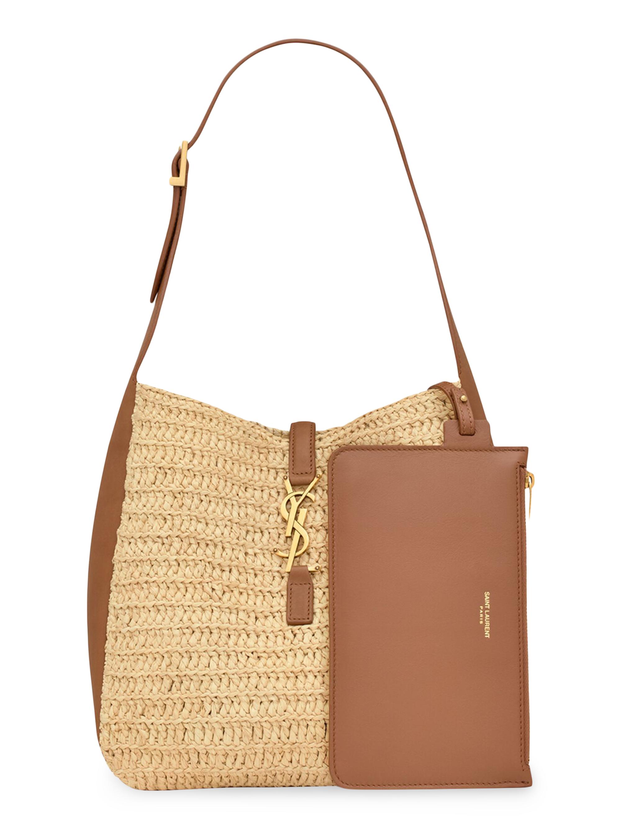 Saint Laurent Le 5 À 7 Supple Small Shoulder Bag in Raffia and