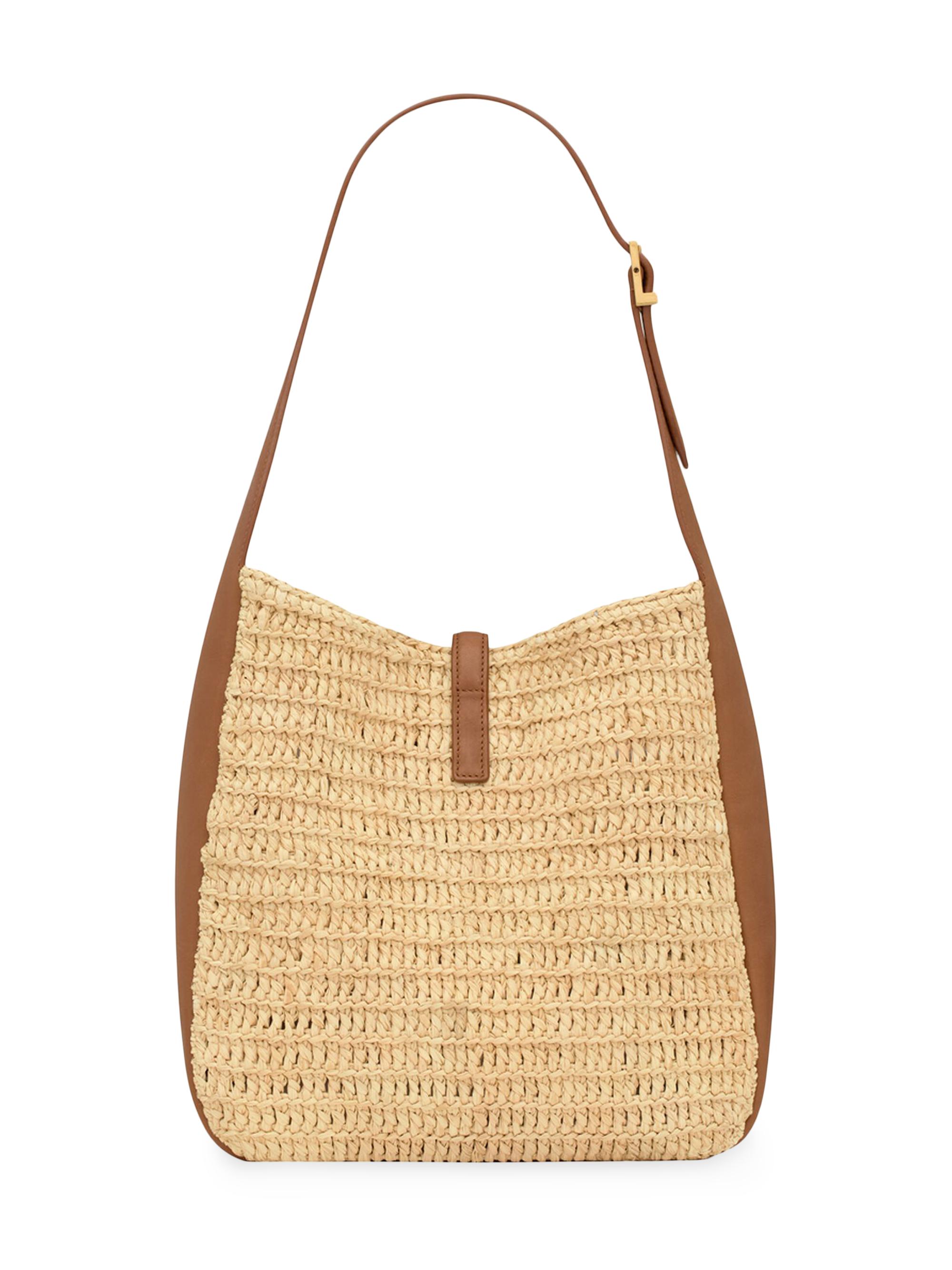 Saint Laurent Le 5 À 7 Supple Small Shoulder Bag in Raffia and
