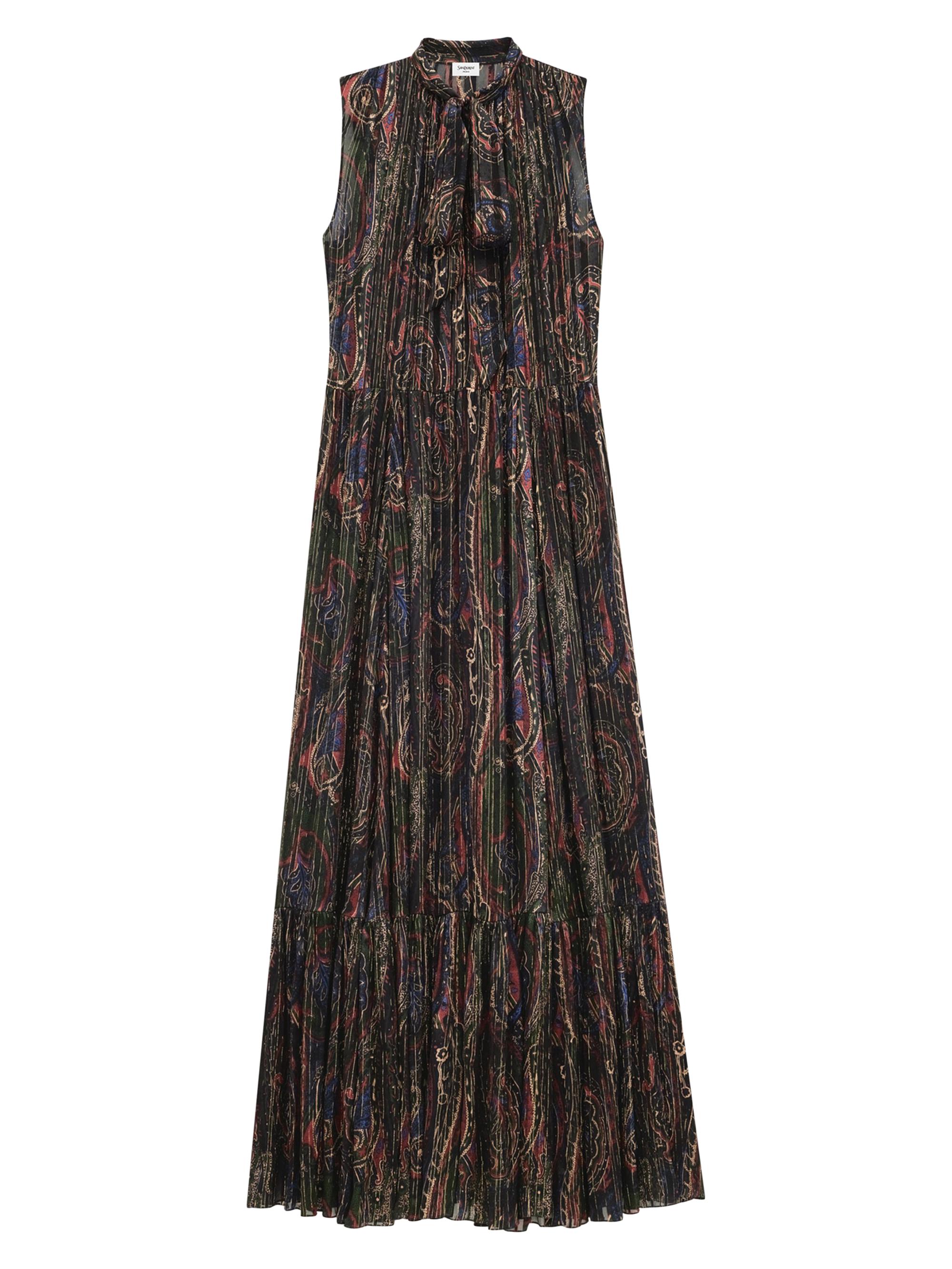 Saint Laurent Women's LavalliaeRe Dress in Lurex Paisley Silk
