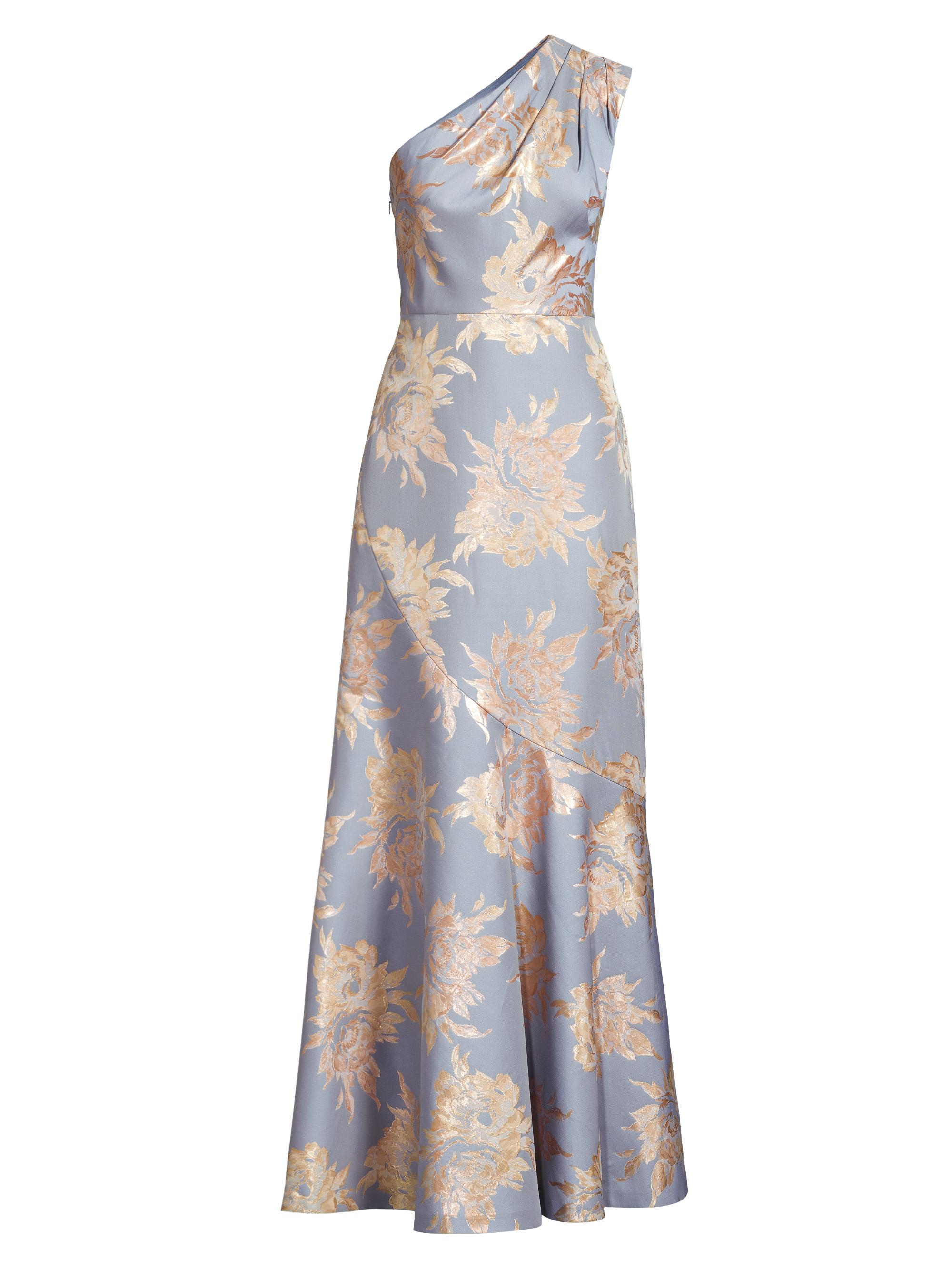 Kay Unger Women's Gianella One-Shoulder Jacquard Gown - Blue Bird