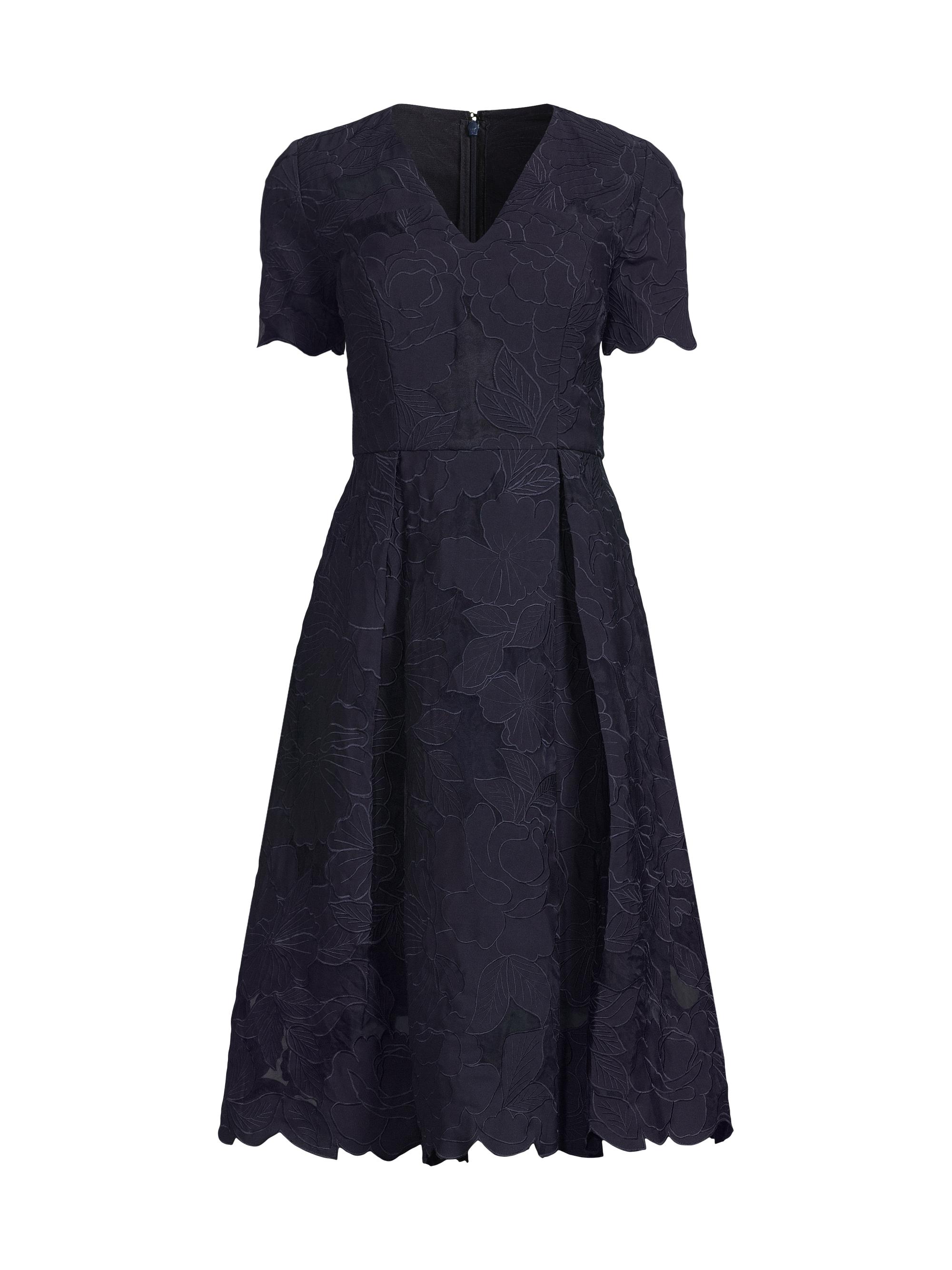Kay Unger Women's Luna Short-Sleeve Midi-Dress - Midnight Blue