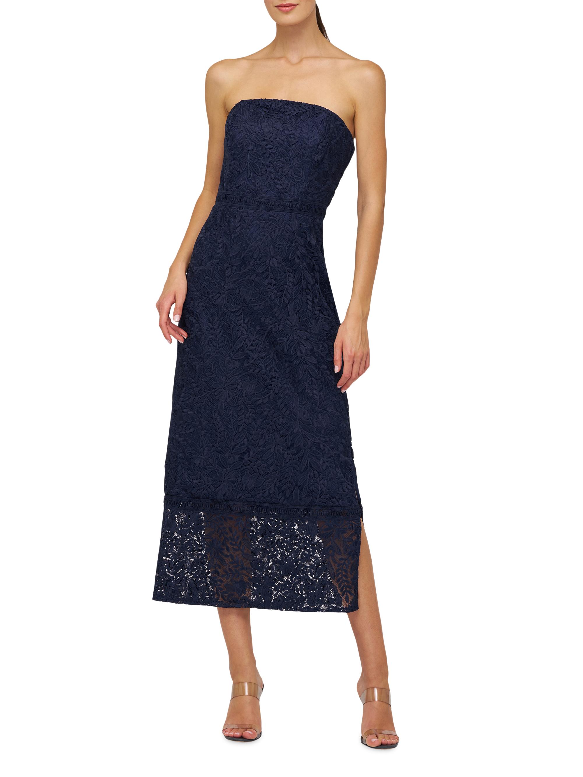 Kay Unger Women's Gia Strapless Tea-Length Dress - Midnight