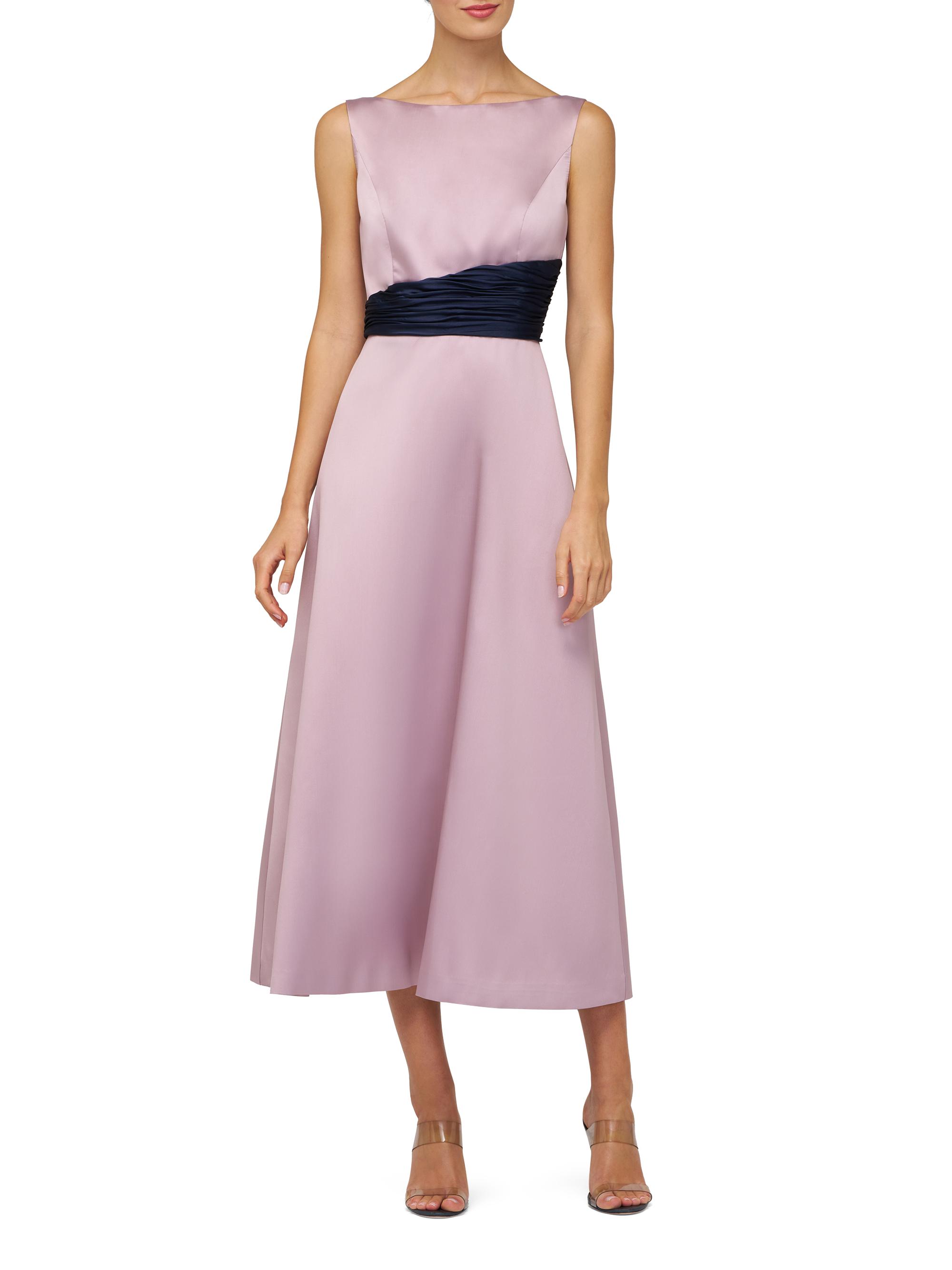 gemma formal high slit satin dress Long Asymmetrical Neckline Beaded Formal Evening Dress