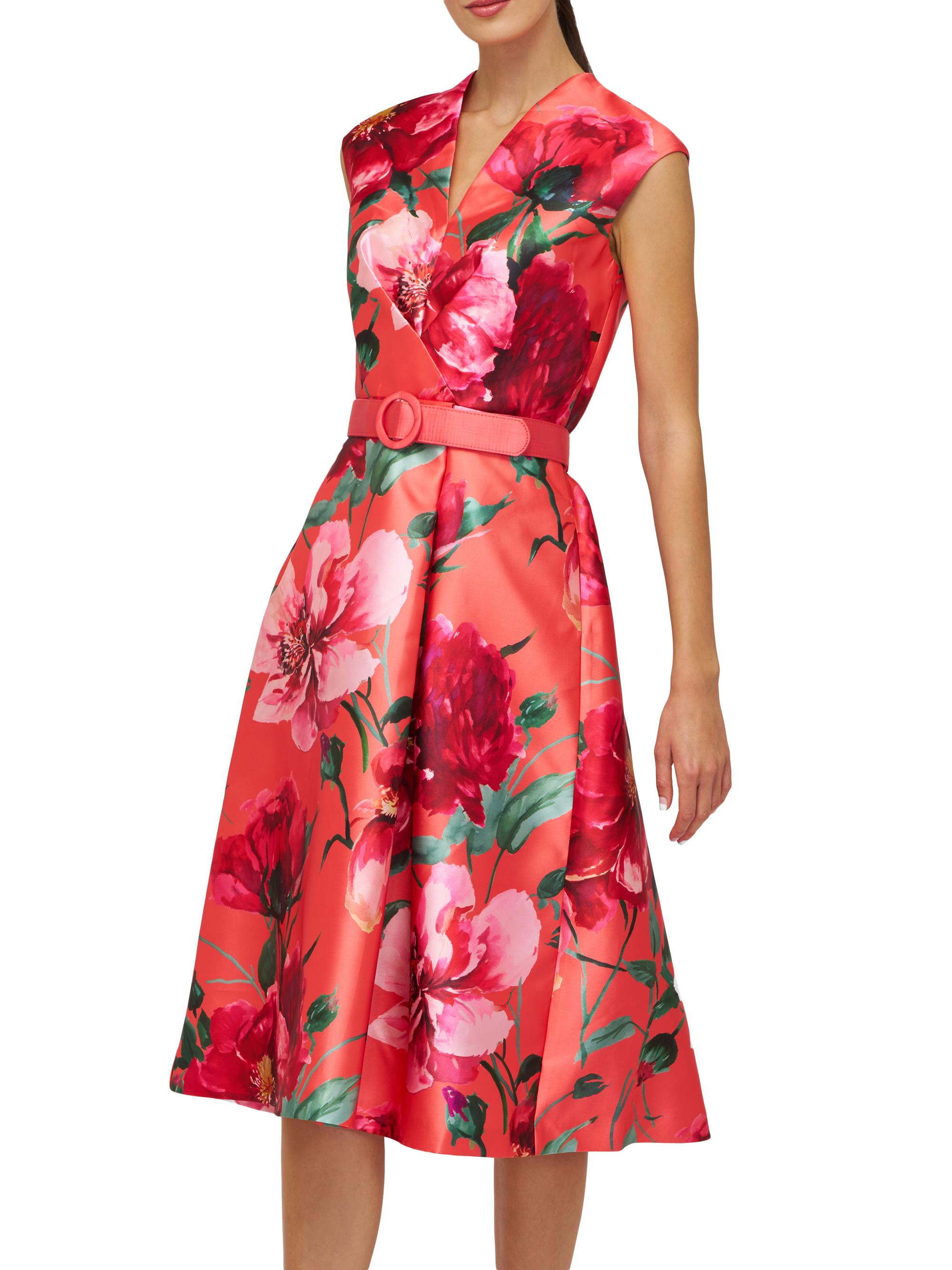 Kay Unger Rosemund Floral Mikado Midi-Dress | Saks Fifth Avenue
